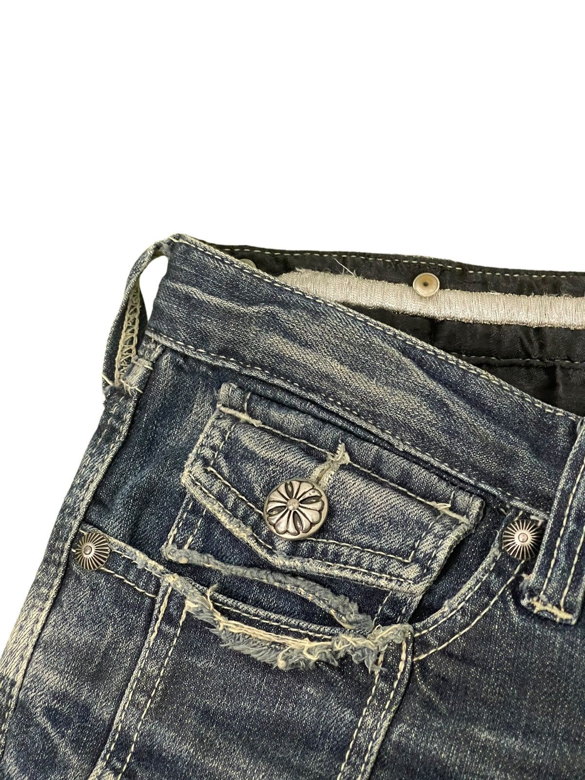 Japanese Brand Flare Jeans Army of No Faded Distress Low Rise Boot Cut 8🟦8 Size US 30 / EU 46 - 9 Thumbnail