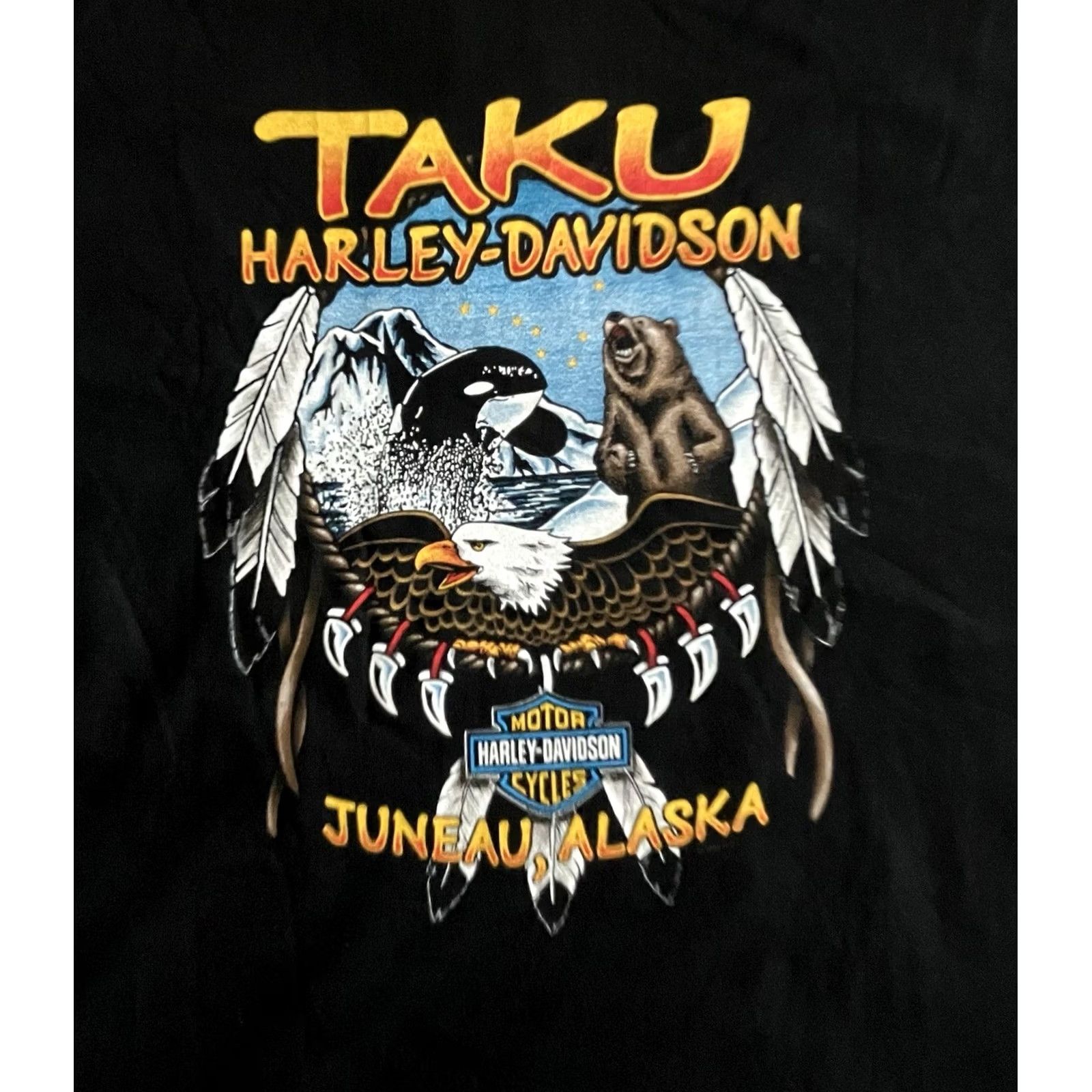 Harley Davidson Vintage Harley Davidson Taku Juneau Alaska Shirt XL Bear Orca Eagle Henley 90s Size US XL / EU 56 / 4 - 2 Thumbnail