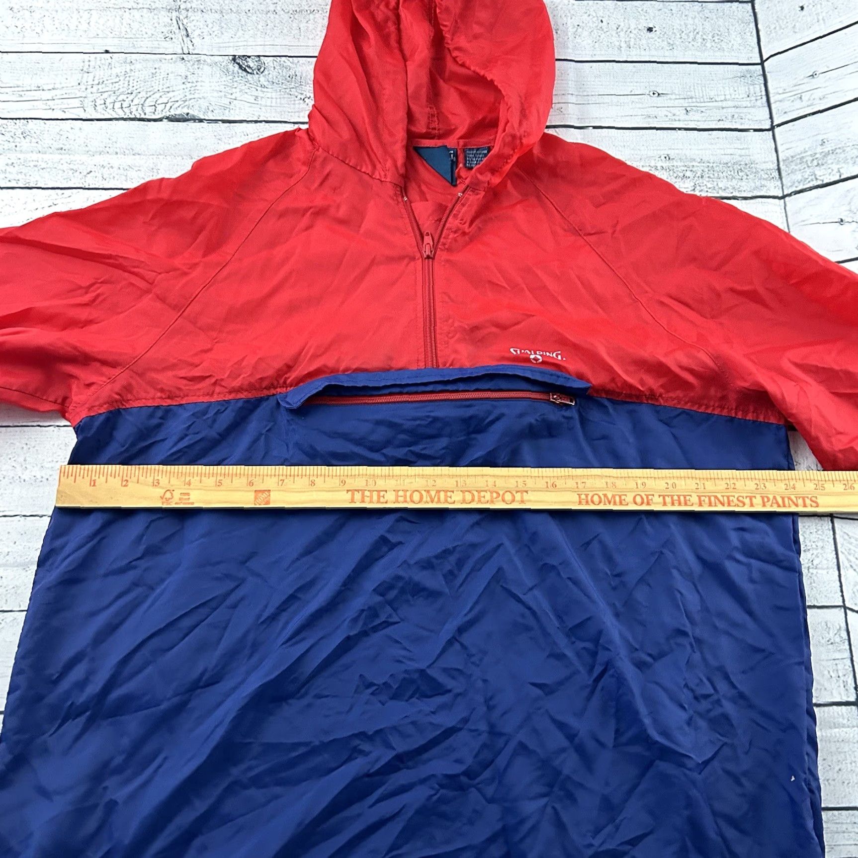 Spalding VINTAGE Spalding Windbreaker Hooded Anorak 1/4 Zip Pullover Red Mens L Size US L / EU 52-54 / 3 - 5 Thumbnail