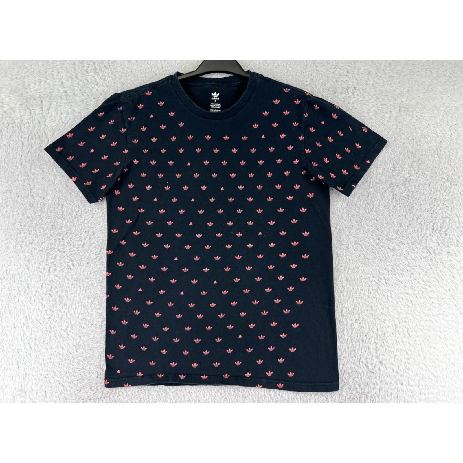 Adidas Adidas Shirt Mens Small Black Trefoil All Over Print Short Sleeve Crew Neck Size US S / EU 44-46 / 1 - 2 Thumbnail