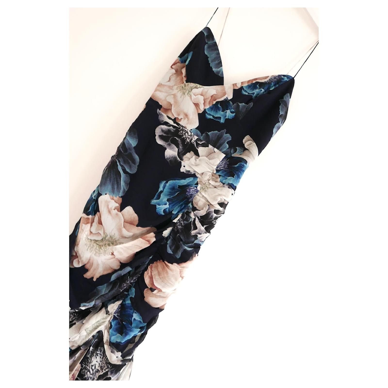 NICHOLAS Nicholas Navy Floral Layered Drawstring Dress Size S / US 4 / IT 40 - 4 Thumbnail