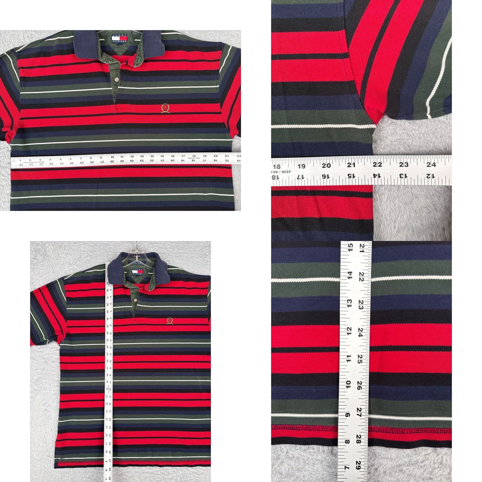 Tommy Hilfiger Tommy Hilfiger Shirt Men Large Blue Red Green Stripe 100% Cotton Crest Golf Size US L / EU 52-54 / 3 - 8 Thumbnail