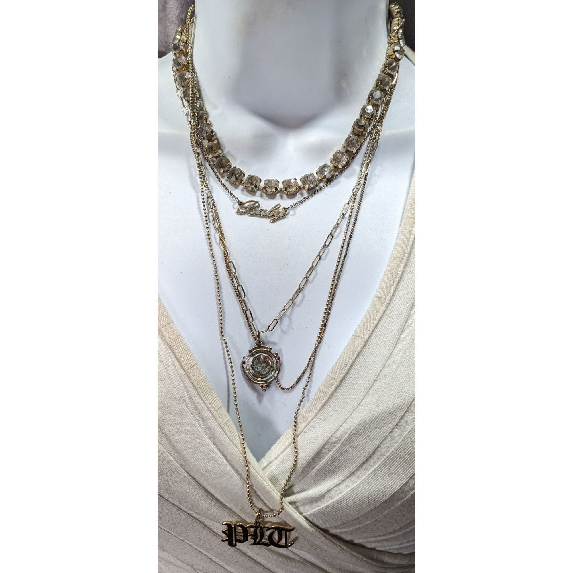 Other Layered Glam Rhinestone Chain And Charm Necklace Size ONE SIZE - 2 Thumbnail