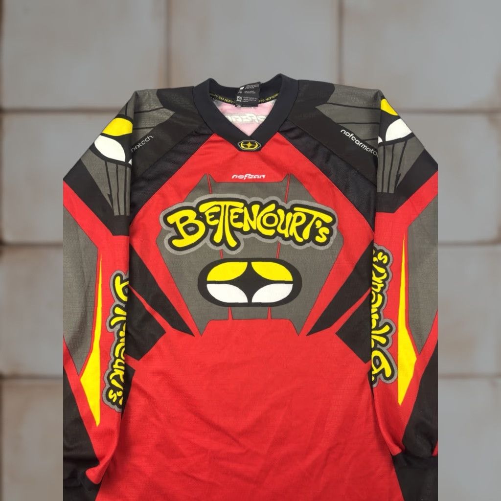 VINTAGE No Fear Motocross Jersey Shirt Men M Multicolor Logo 90s Classic USA American Long Sleeve Crew Neck Cotton Jersey Bedroom?