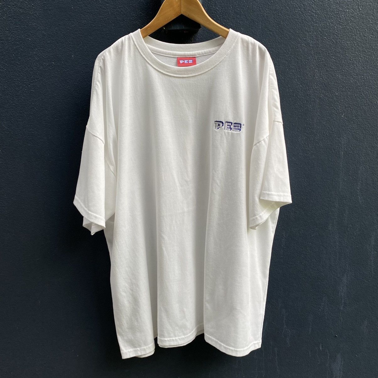 Designer × Vintage PES White Tee with Blue Logo Embroidery & Graphic Back Print Size US XXL / EU 58 / 5 - 3 Thumbnail