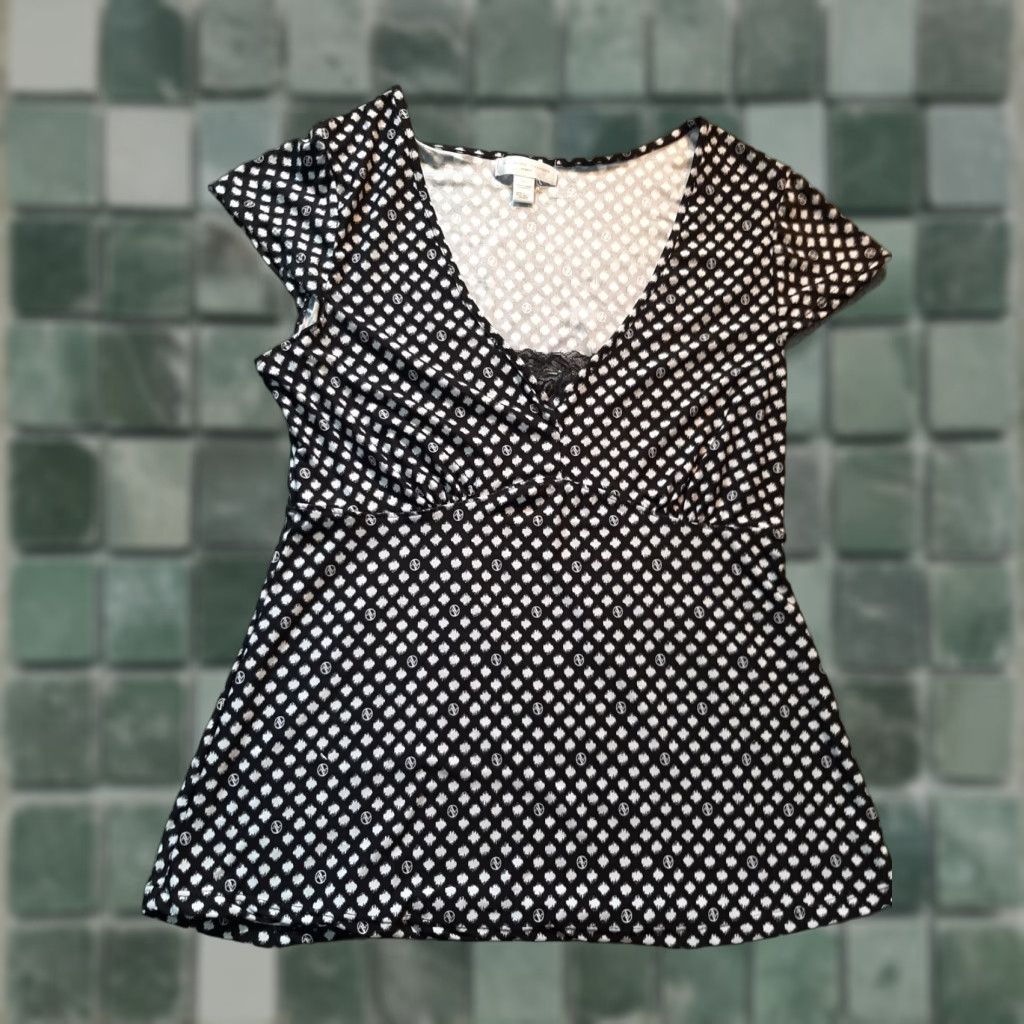 Vintage Adrienne Vittadini Black Top Short Sleeve Large L Size L / US 10 / IT 46 - 1 Thumbnail