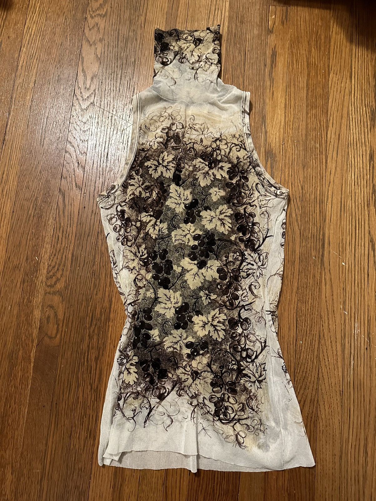 Designer RARE Jean Paul Gaultier Grape Print Mesh High Neck Tank Size XL / US 12-14 / IT 48-50 - 1 Thumbnail