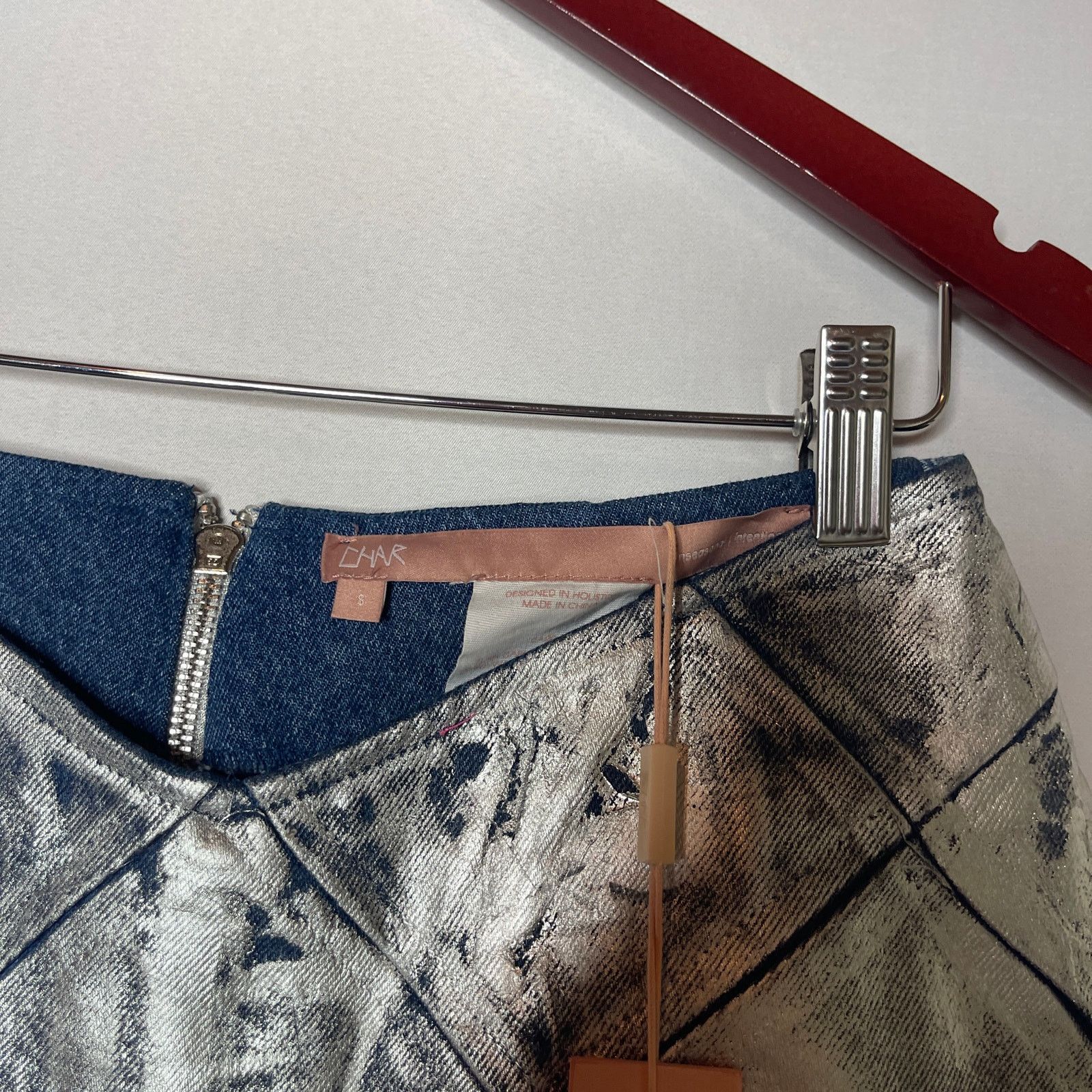 Other Char Workroom Woven Wax Denim Mini Skort Signature Silver Size 26" / US 2 / IT 38 - 6 Thumbnail