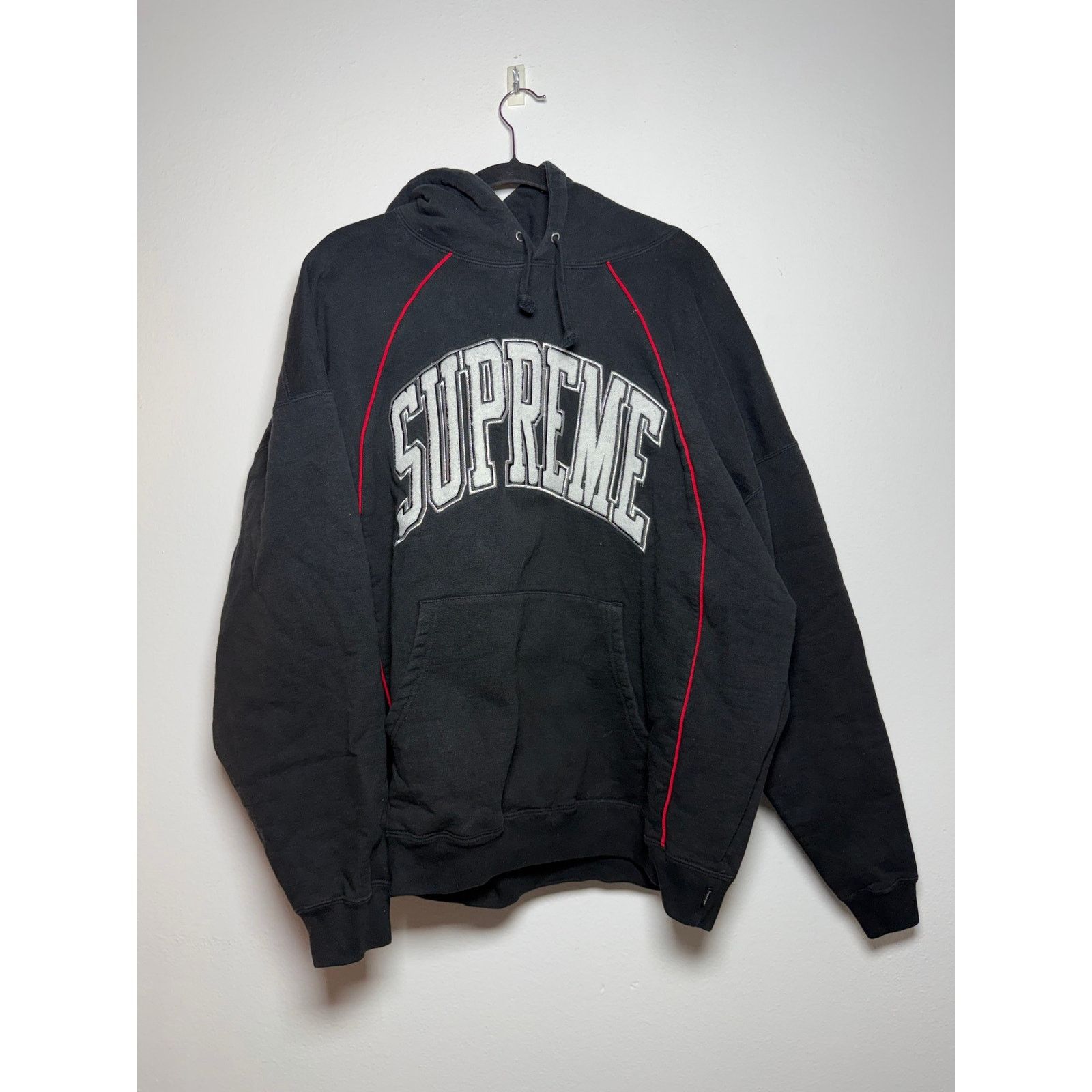 Supreme Supreme Curve Piping Hooded Sweatshirt Black | Grailed