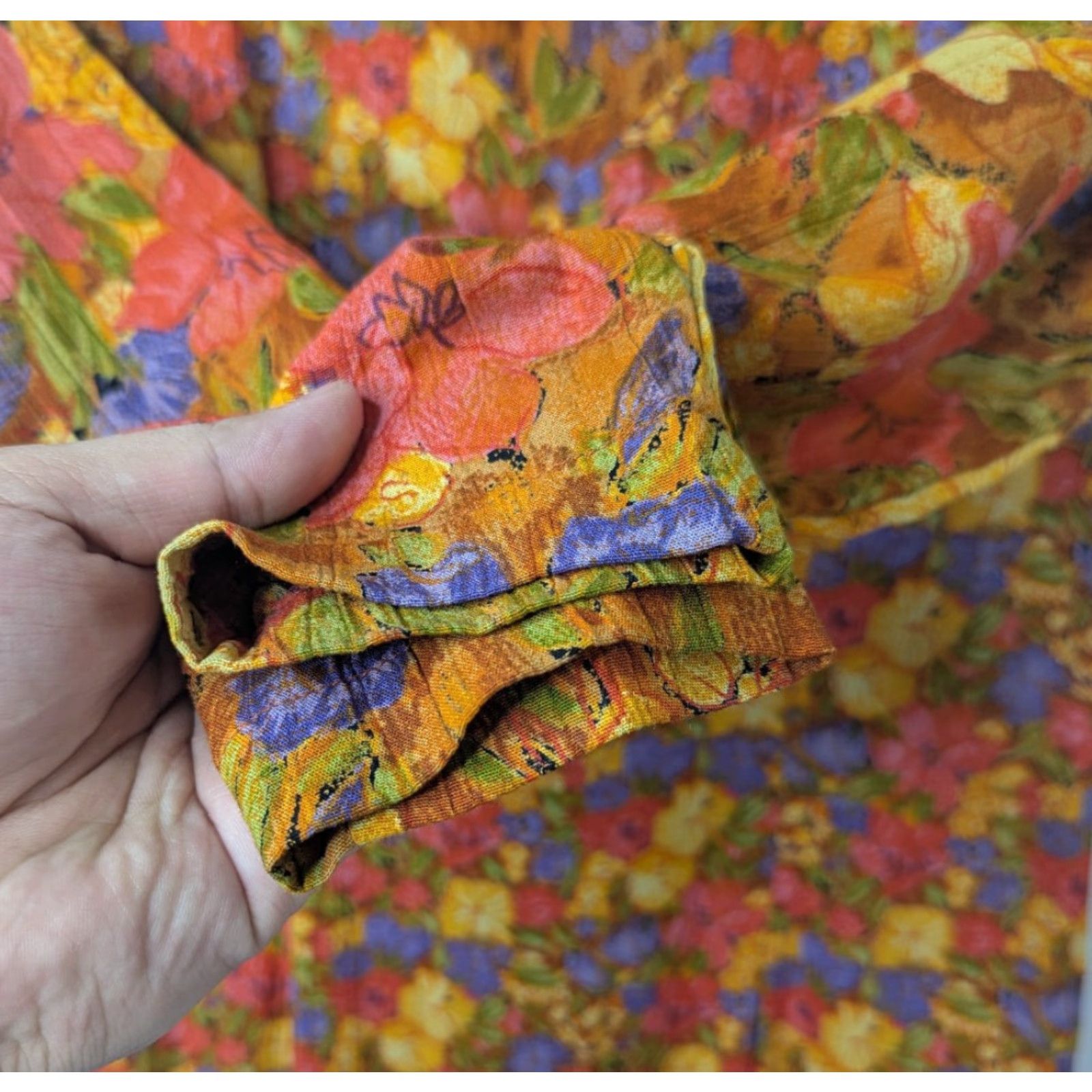 Vintage VINTAGE Carole Little Dress Women’s 2 Orange Floral Lightweight Rayon Gauze Boho Dress Size XS / US 0-2 / IT 36-38 - 2 Thumbnail