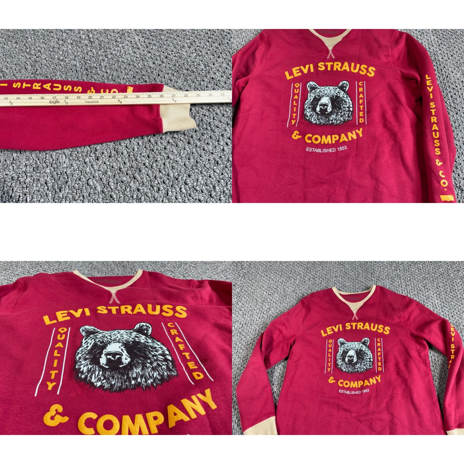 Levi's Levi's Strauss Bear Logo Sweatshirt Adult XL Red Yellow Retro Print Lightweight Size US XL / EU 56 / 4 - 8 Thumbnail