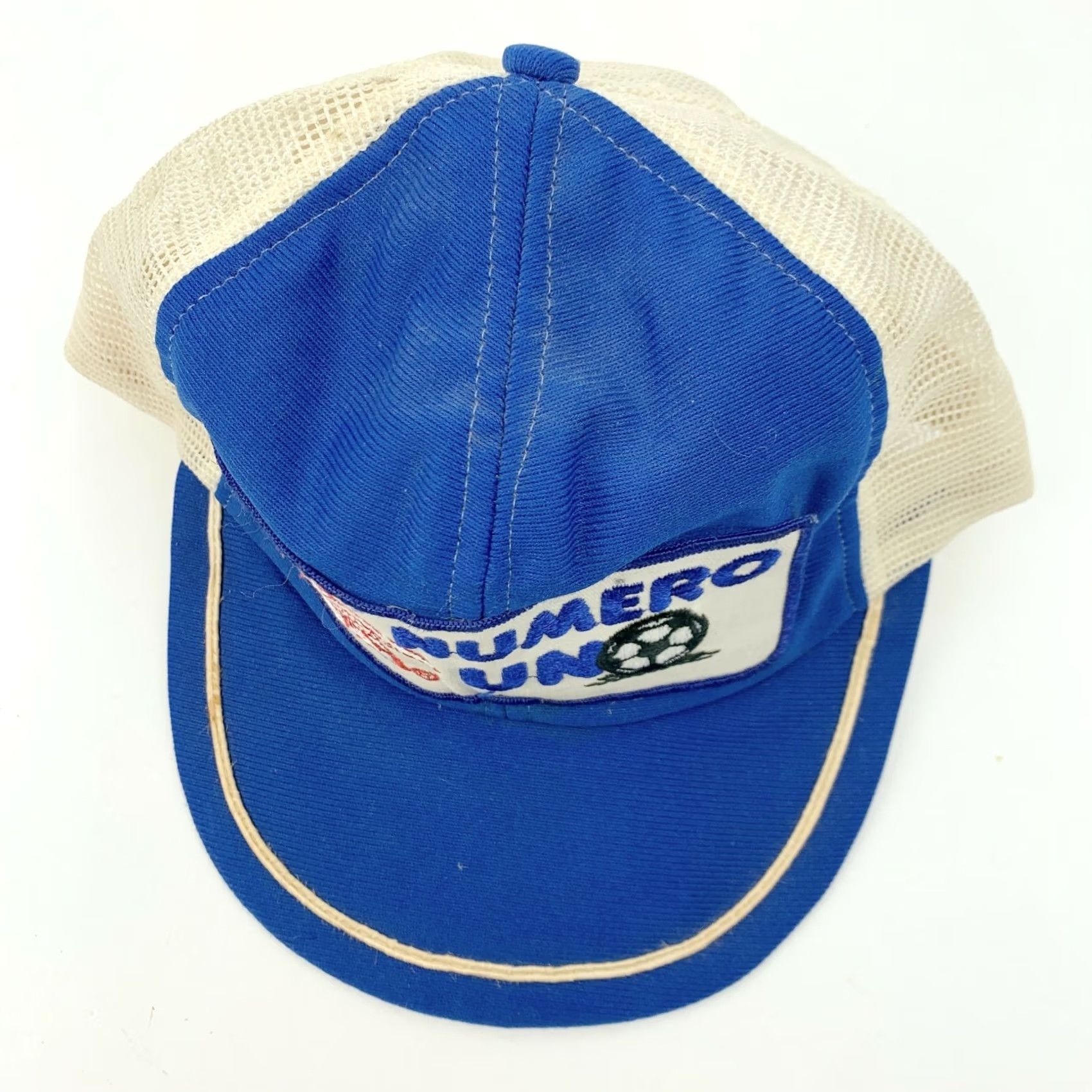 Vintage VINTAGE Numero Uno Patch Soccer Snapback Hat Cap Made in USA Blue 1970s Original Trucker Size ONE SIZE - 3 Thumbnail