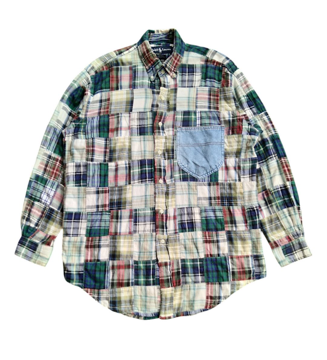 If Six Was Nine × Kapital × RRL Ralph Lauren VTG 90s Polo Ralph Lauren Plaid Flannel Pacthwork Shirt Size US S / EU 44-46 / 1 - 1 Thumbnail