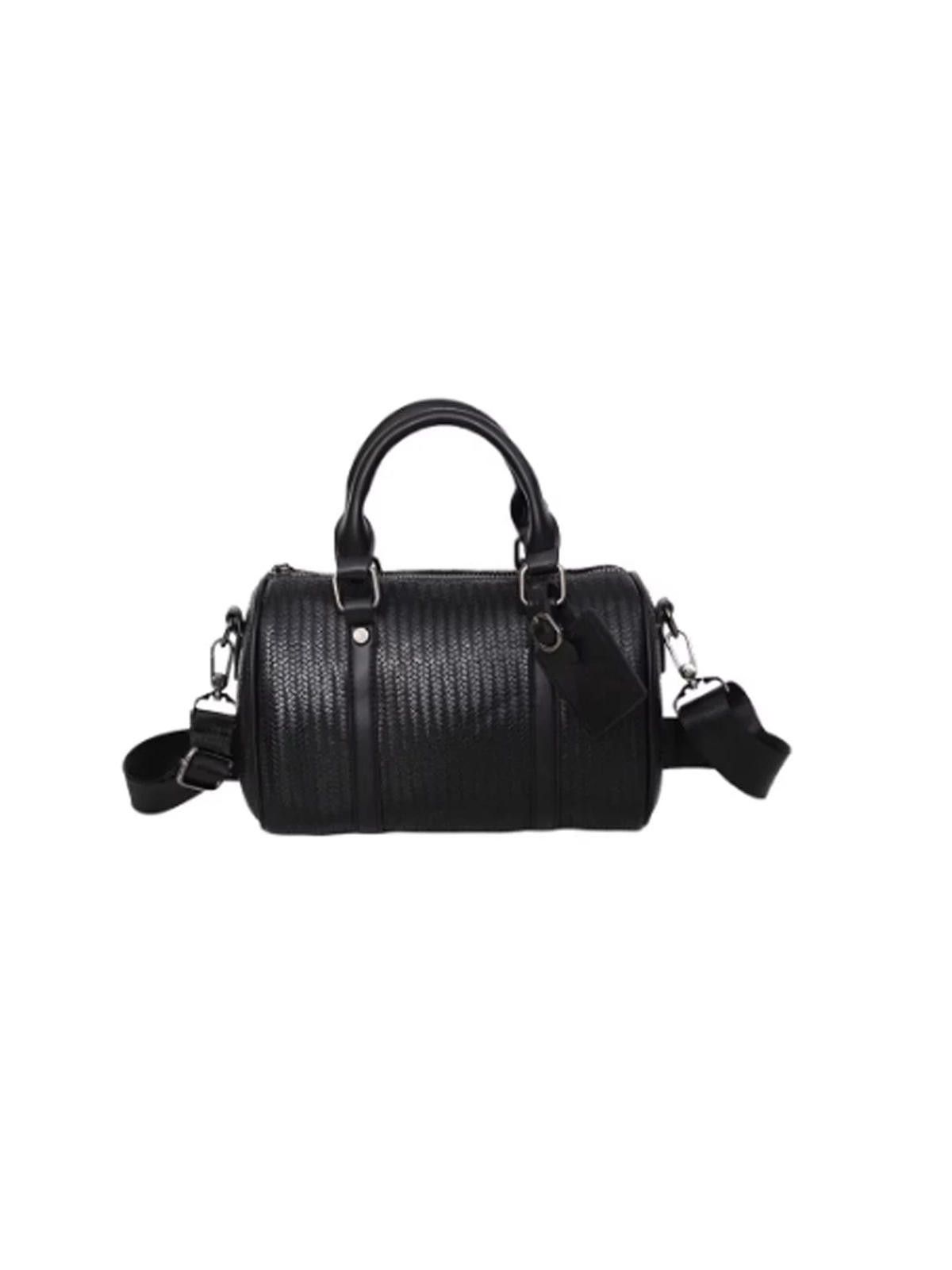 Japanese Brand Black Textured Barrel Crossbody Bag, Shoulder Bag Size ONE SIZE - 5 Thumbnail
