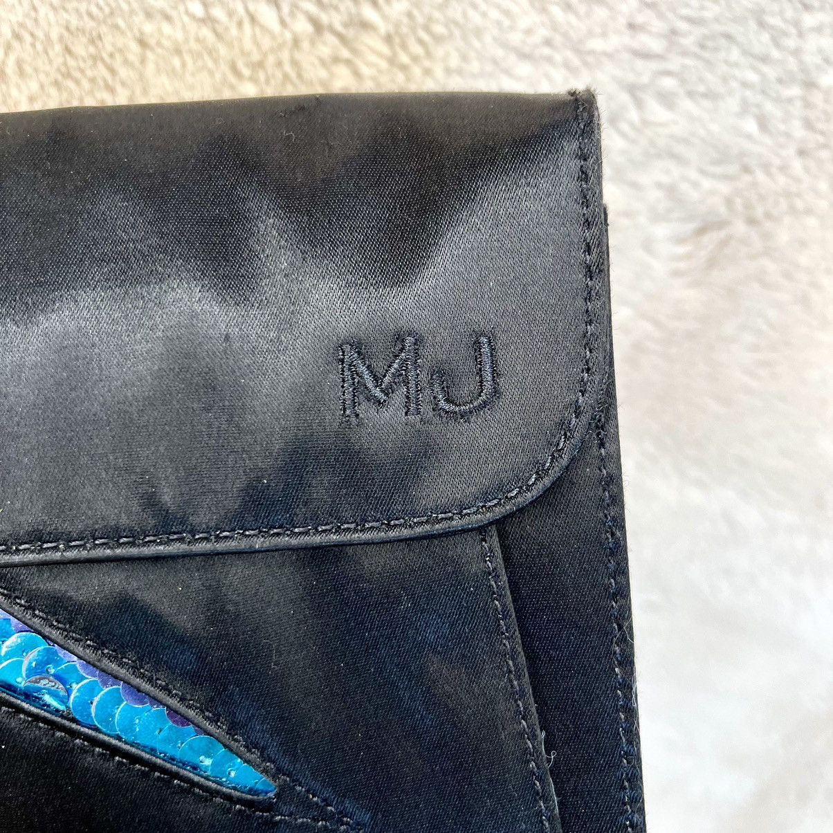 Marc Jacobs Sequin Black Satin Lightning Bolt Clutch