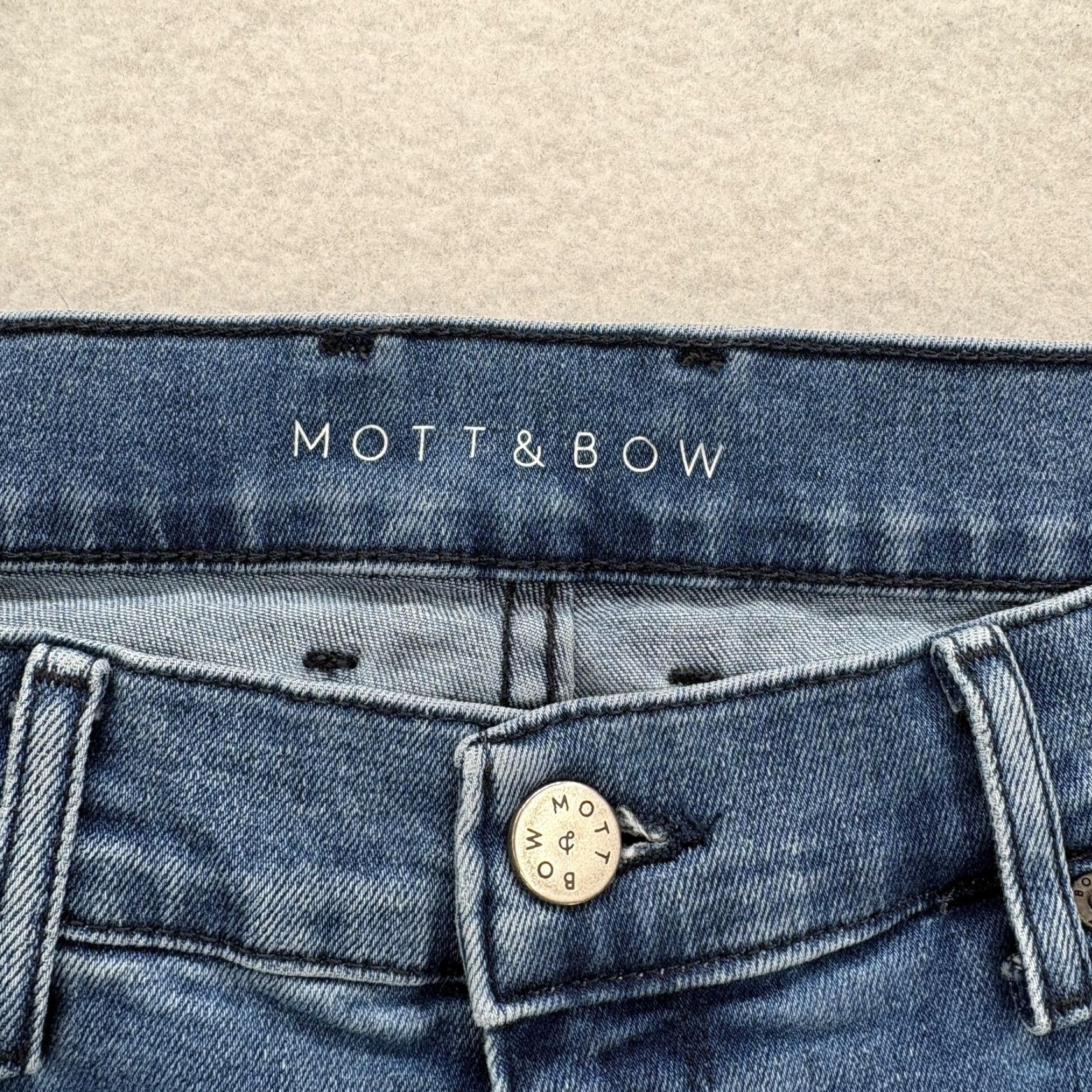 Mott & Bow Mott & Bow Jeans 35x34 Blue Medium Wash Straight Denim Pants Mens Regular Stretch Cotton Polyester Zip Pocket Vintage No Size US 35 - 4 Thumbnail