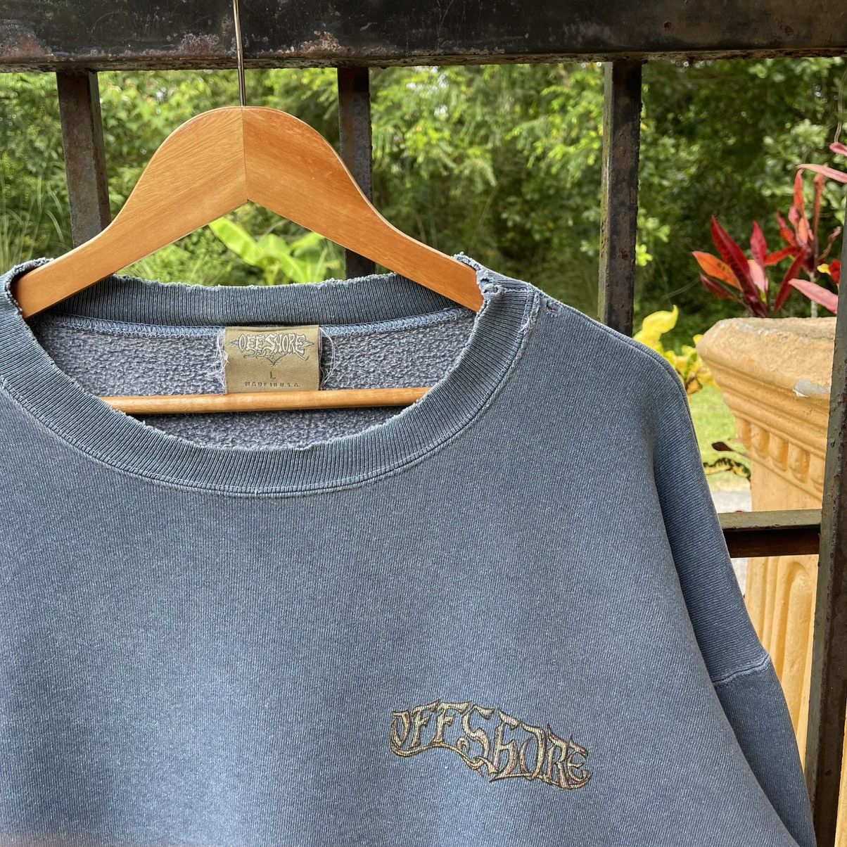 Vintage 🔥Vintage 90s Off Shore Big Logo Surf Distress Sweatshirts Size US L / EU 52-54 / 3 - 4 Thumbnail