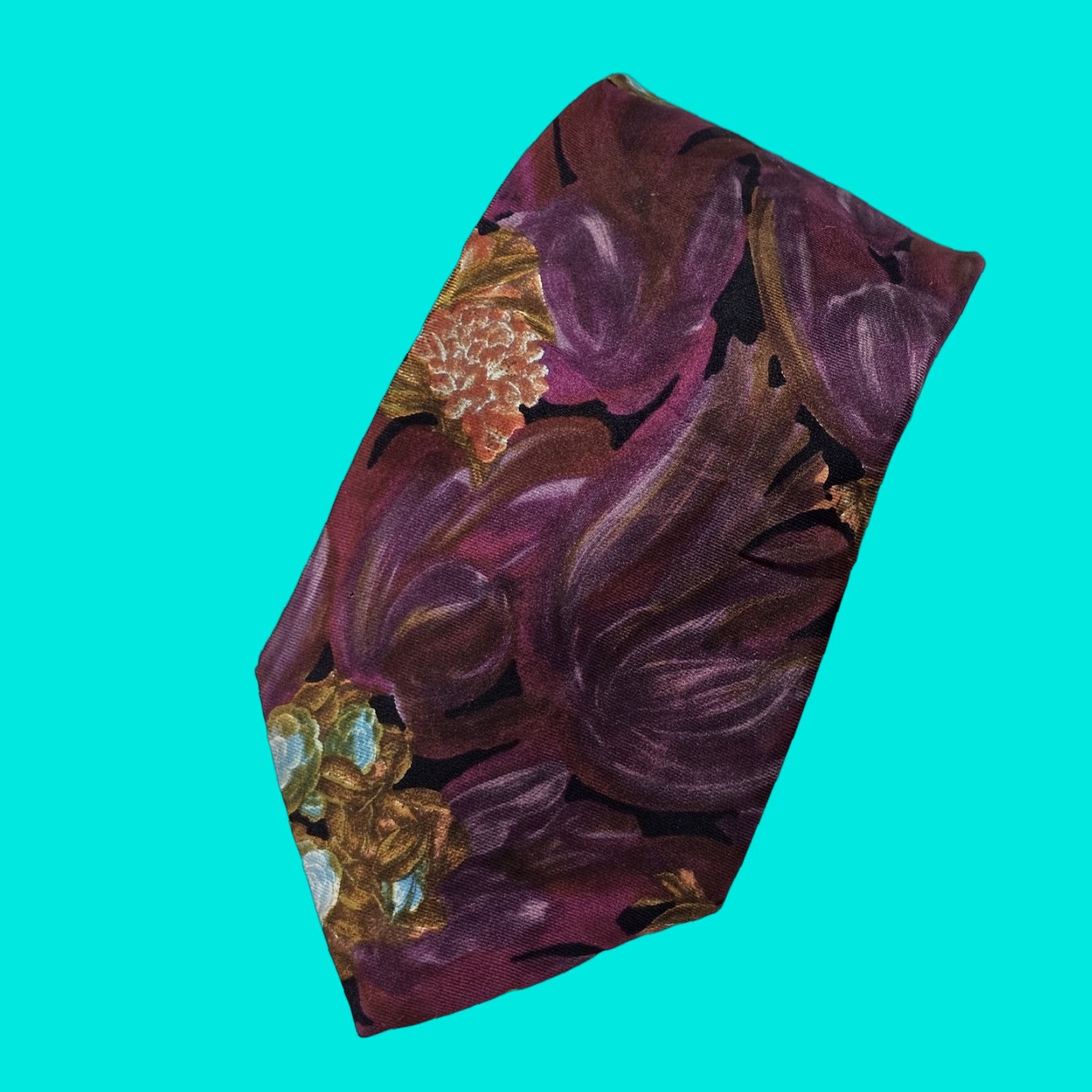 Vintage VINTAGE Don Loper Necktie Tie Men Silk Purple Floral 55.75"x4" Retro Size ONE SIZE - 1 Thumbnail