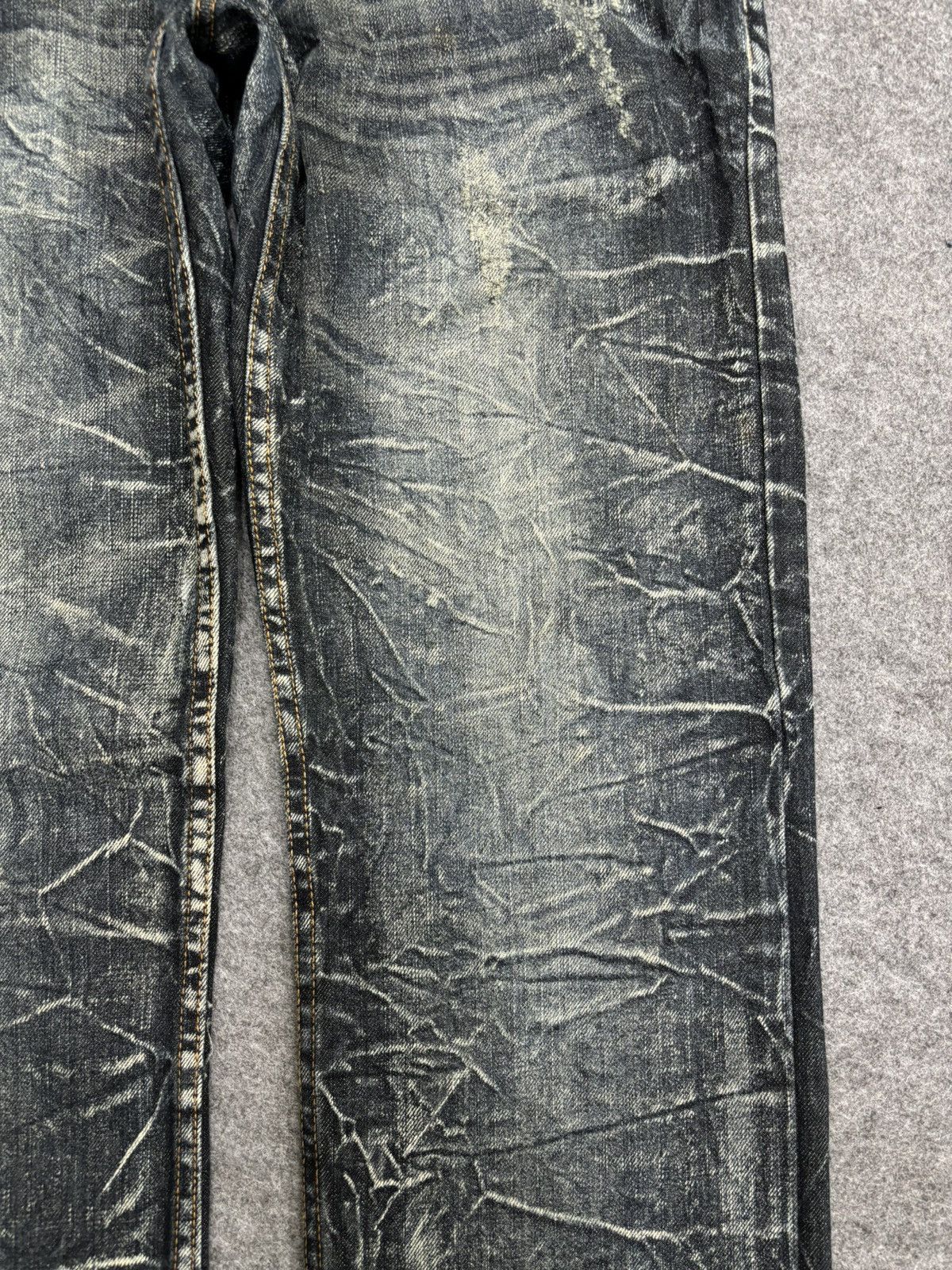 Japanese Brand 💥Double Waist💥Crazy Fades Nylaus Doube Waist Denim F528 Size US 32 / EU 48 - 6 Thumbnail