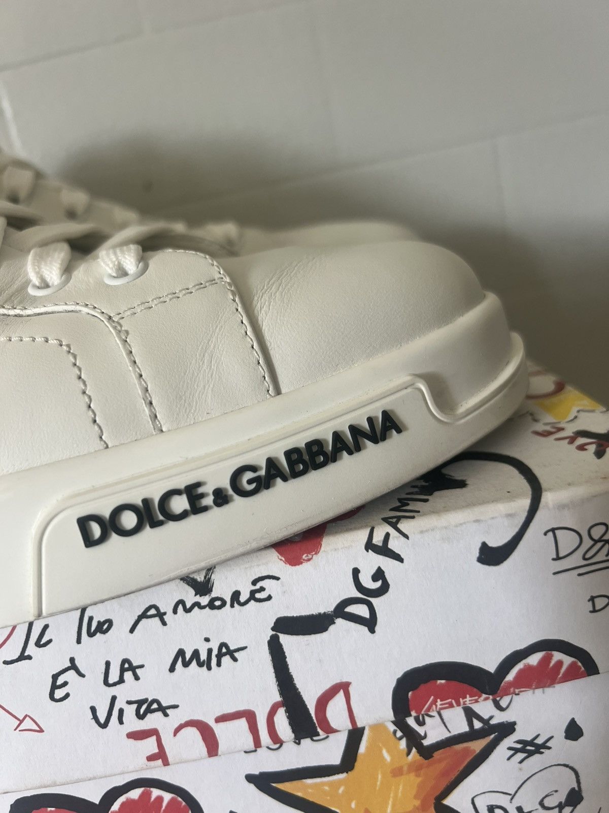 Dolce & Gabbana Dolce & Gabanna Men’s Portofino Low-Top Leather Sneakers Size US 11 / EU 44 - 3 Thumbnail