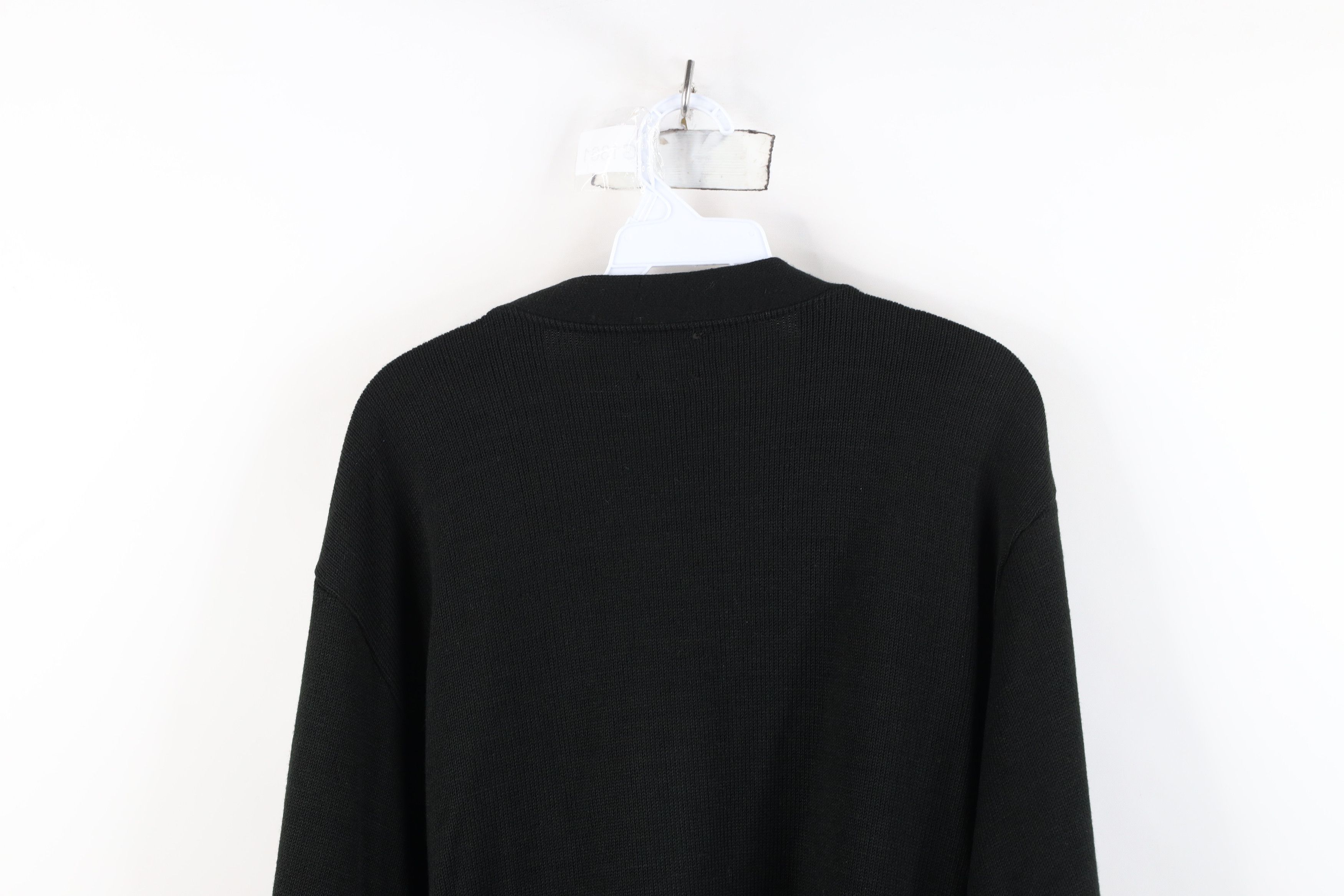 Vintage Vintage 90s Streetwear Blank Knit Cardigan Sweater Black Size US XL / EU 56 / 4 - 12 Thumbnail