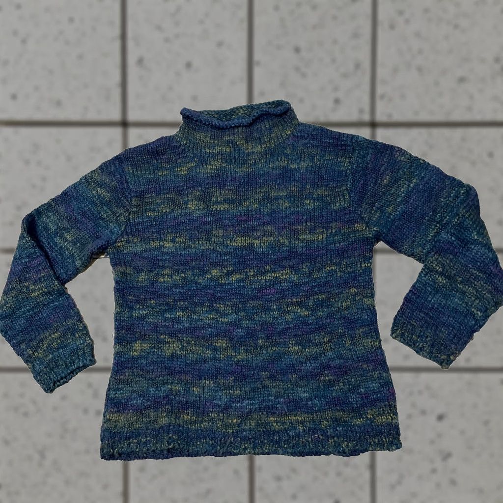 Vintage VINTAGE St. John's Bay Wool Roll Neck Sweater Women L Green Purple Knit Pullover 90s Size L / US 10 / IT 46 - 1 Thumbnail