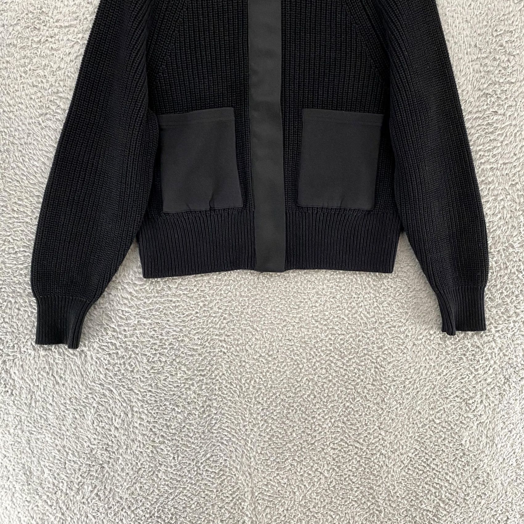 Varley Varley Sweater Jacket Womens XS Delfern Black Rib Knit Funnel Neck Patch Pockets Shirt Size XS / US 0-2 / IT 36-38 - 2 Thumbnail