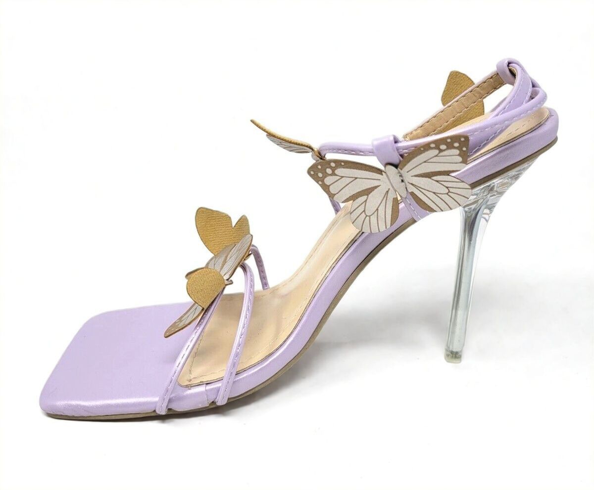 Other Butterfly Stiletto Sandals Size 9 Clear Acrylic Heel Strappy Size US 9 / IT 39 - 5 Thumbnail