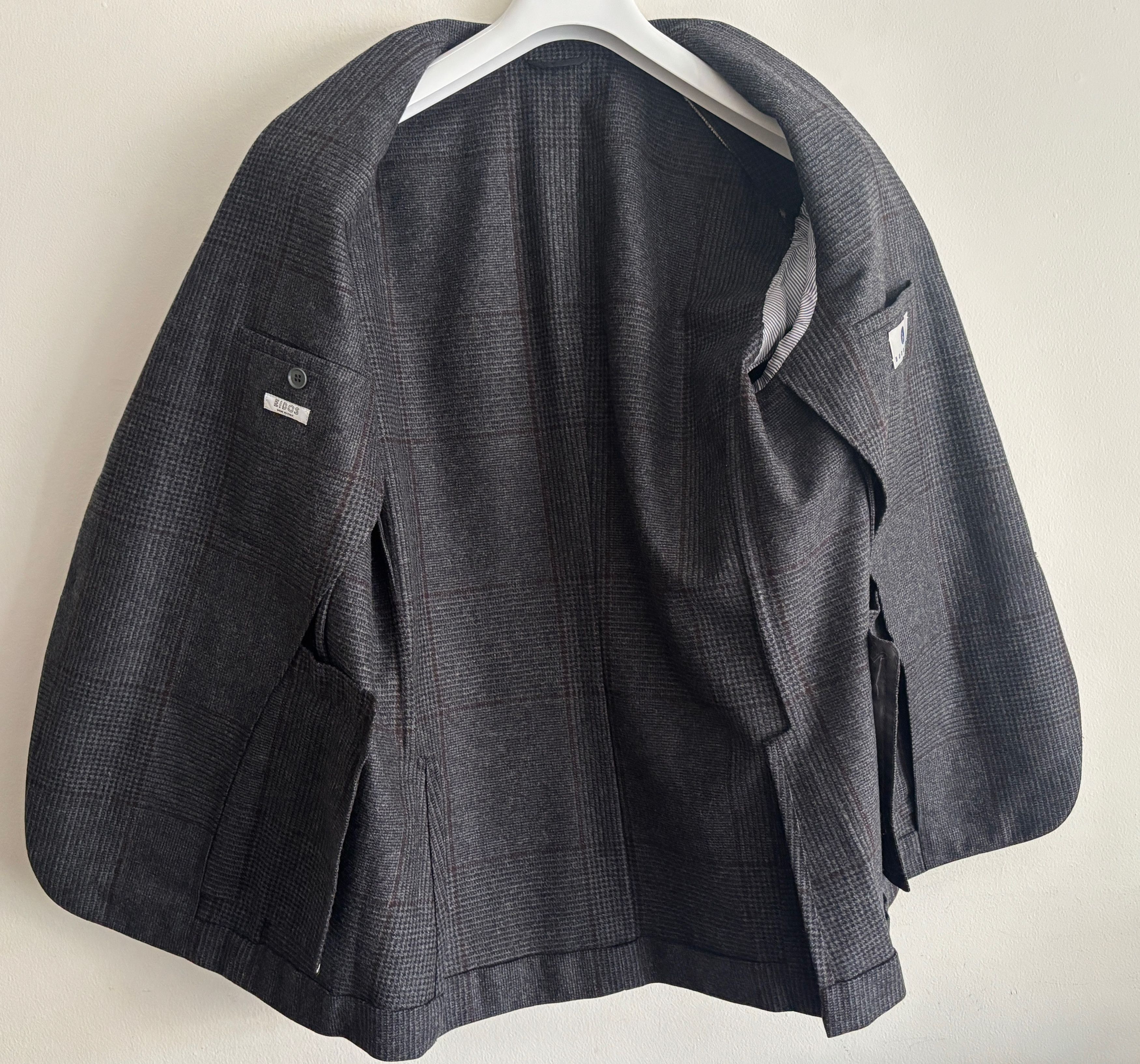 Eidos Napoli $1800 3 roll 2 Unlined Prince of Wales Check Sport Coat Size 42R - 8 Thumbnail