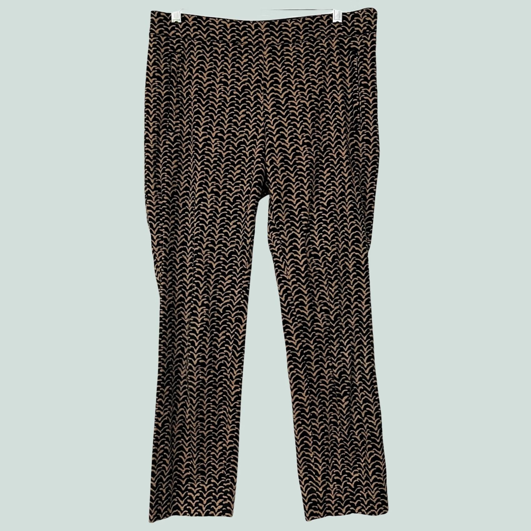Anthropologie Cartonnier Anthropologie Women’s Black Motif Print Ankle Pants Slim Fit 8 Cotton Blend Slim Rise Mid Inseam 25.5 in Hook Zip Womens Size 30" / US 8 / IT 44 - 1 Thumbnail