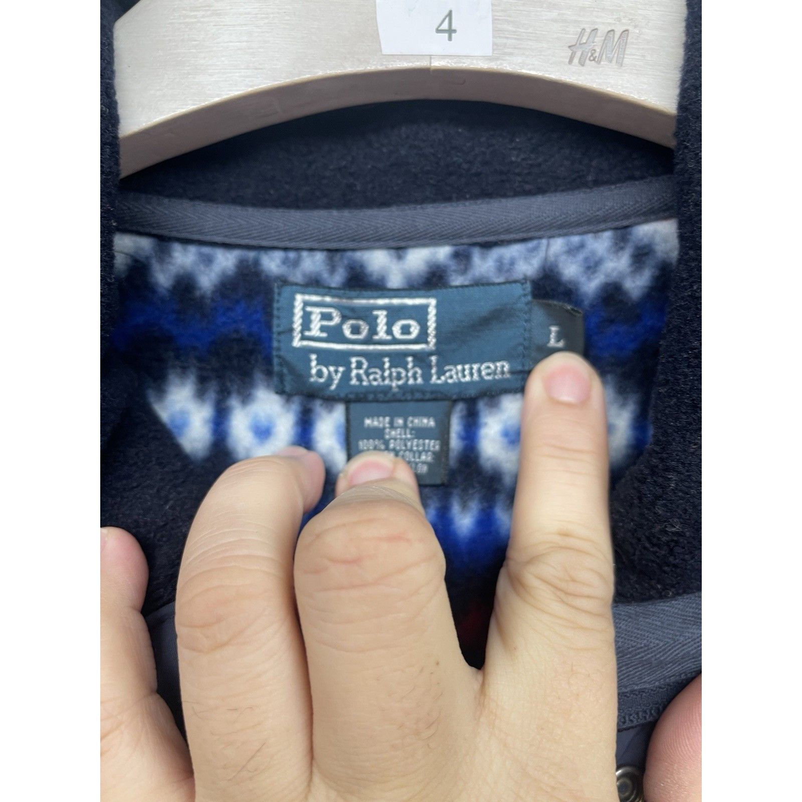 Polo Ralph Lauren VTG POLO RALPH LAUREN NAVY FAIR ISLE FLEECE 1/4 SNAP PULLOVE Size US L / EU 52-54 / 3 - 4 Thumbnail