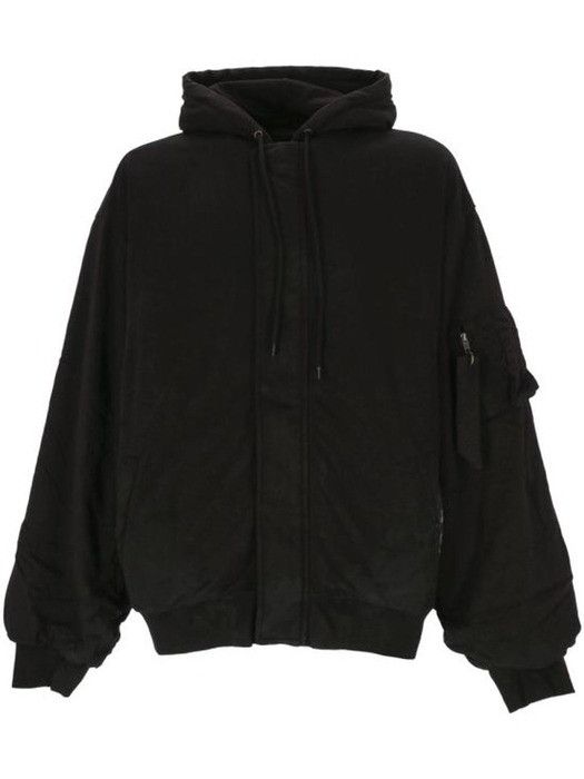 Balenciaga o1w1db10126 Metal BB Stencil Padded Bomber Hoodie in Black Size XS / US 0-2 / IT 36-38 - 1 Thumbnail