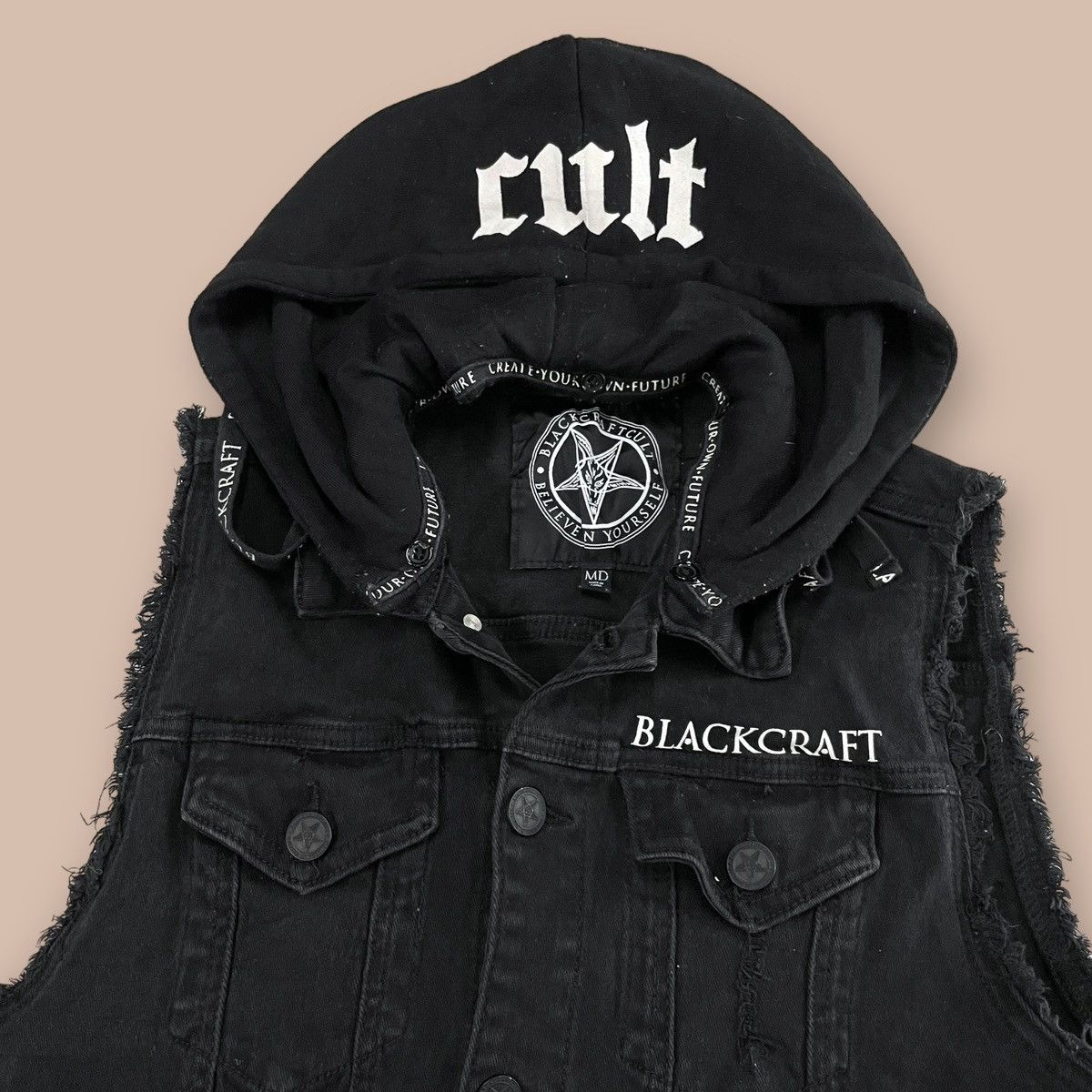 If Six Was Nine BlackCraft Hooded Denim Vest Size US M / EU 48-50 / 2 - 5 Thumbnail