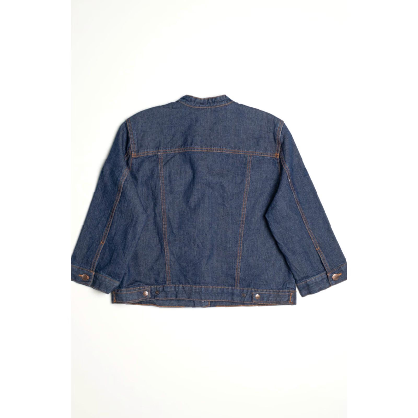 Denime Vintage CJ Blue Denim Jacket Large Embroidered Button Front Blue Jean Coat Mens Jacket Size US 33 - 3 Thumbnail