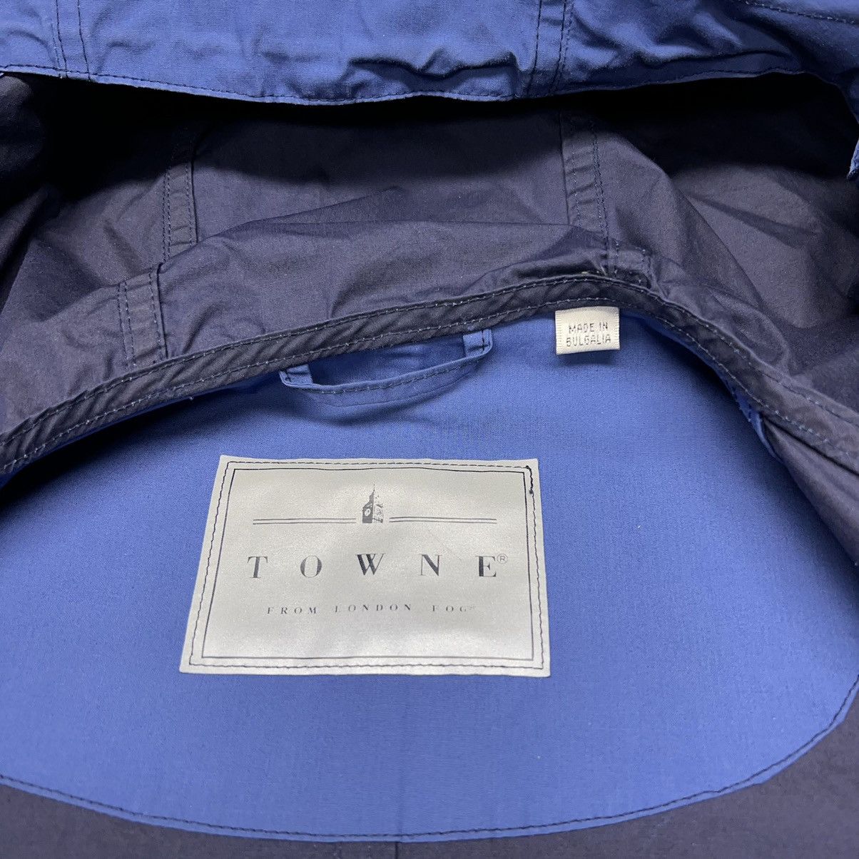 London Fog × Vintage VTG London Fog Jacket Blue Pocket Hood Zip Long Coat Towne Size US L / EU 52-54 / 3 - 11 Thumbnail