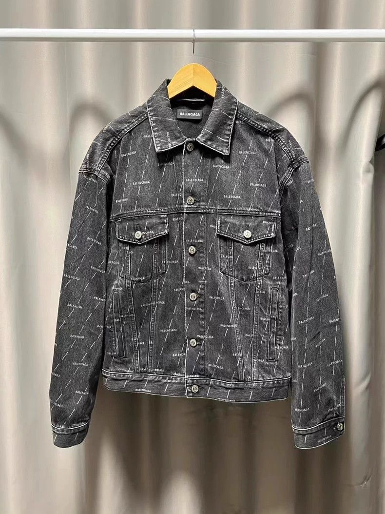 Balenciaga Logo Print Denim Jacket - dmc