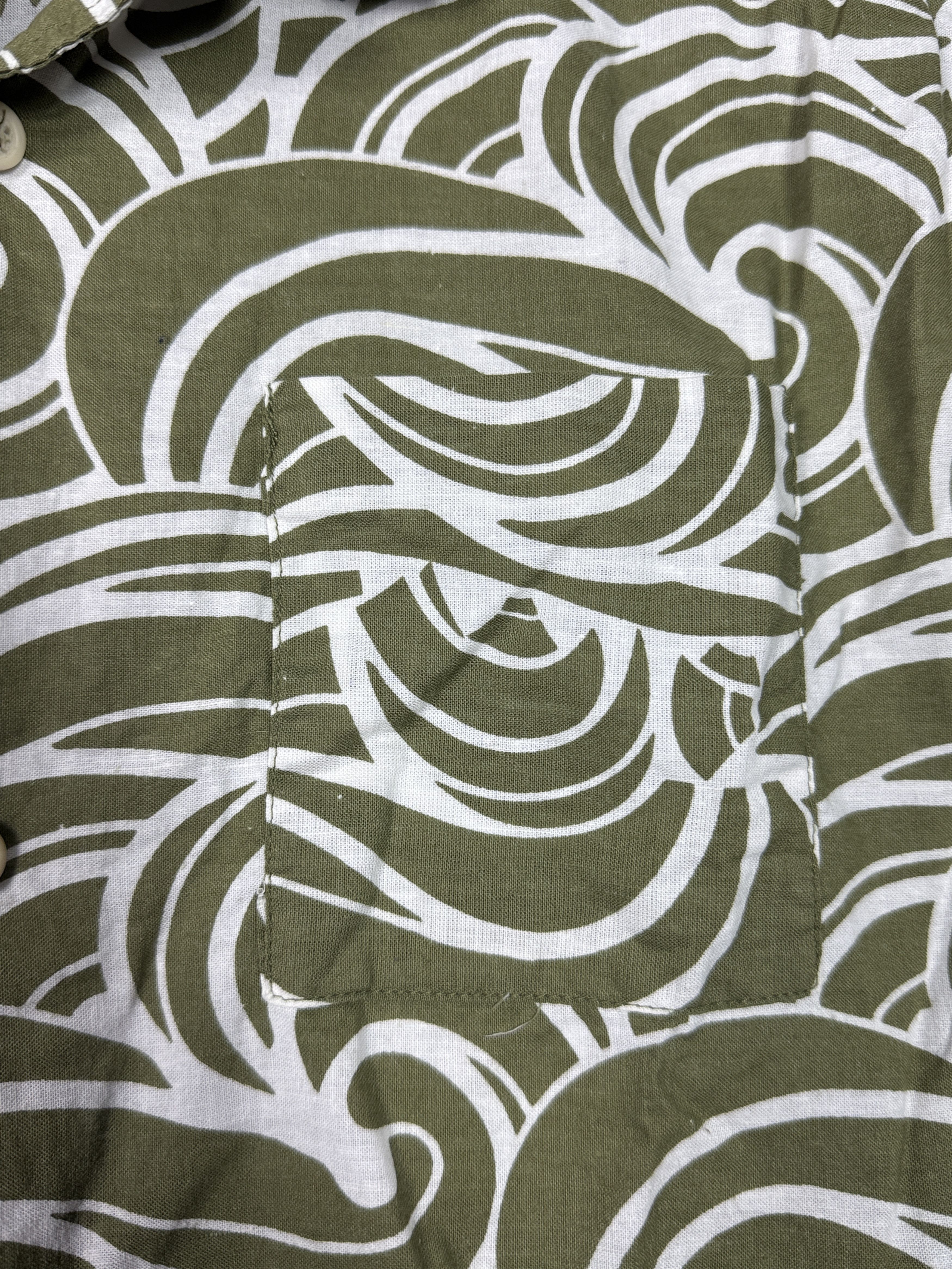 Folk Folk shirt olive white interesting all over pattern linen Size US L / EU 52-54 / 3 - 3 Thumbnail