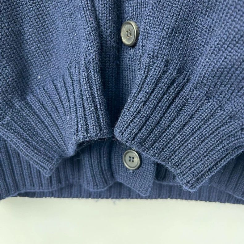 Loewe LOEWE Dark Blue Embroidered Small Logo Knit Cardigan Size S / US 4 / IT 40 - 6 Thumbnail