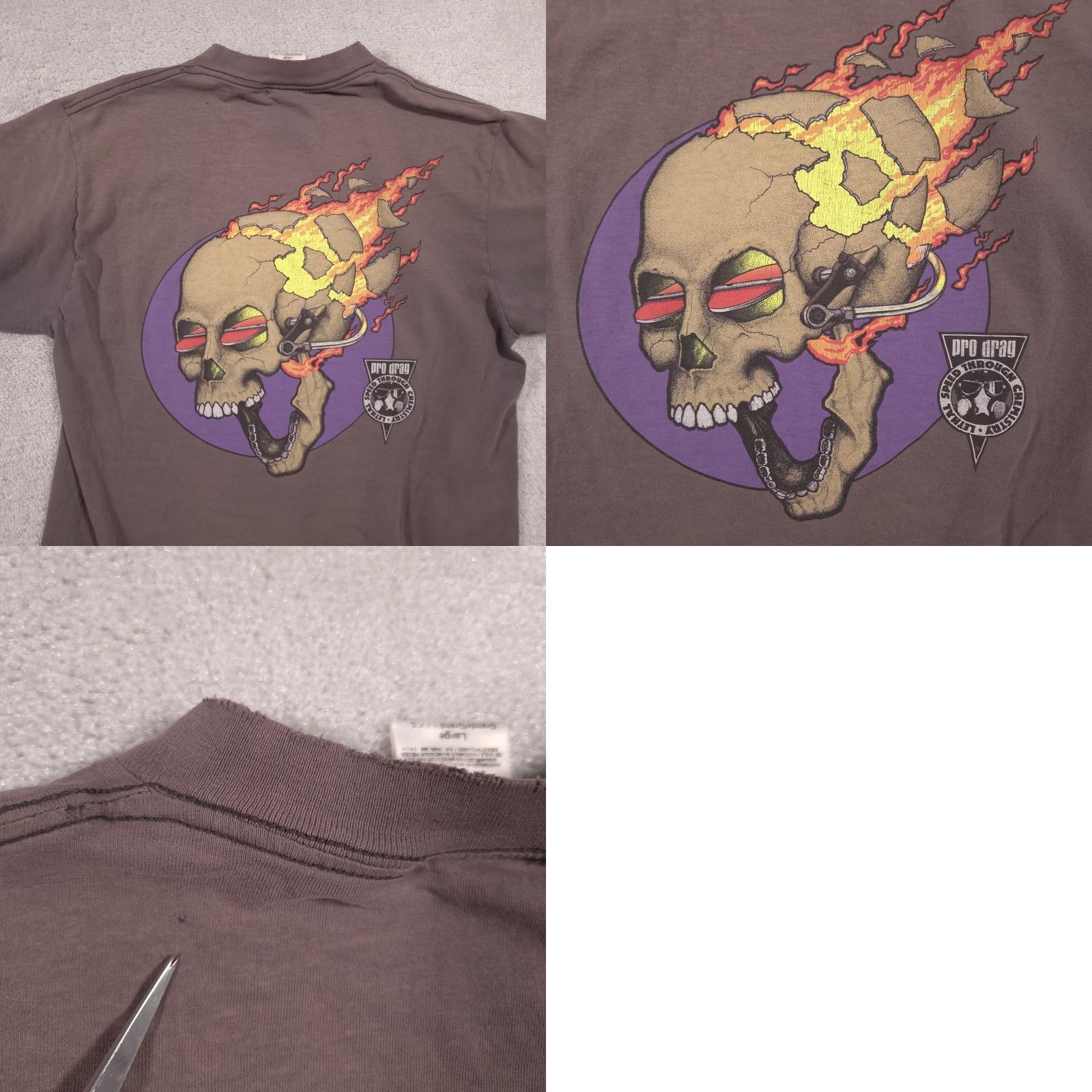 Tultex Tultex Shirt Mens Large Brown Pro Drag Speed Through Chemistry Skull Graphic Tee Size US L / EU 52-54 / 3 - 10 Thumbnail