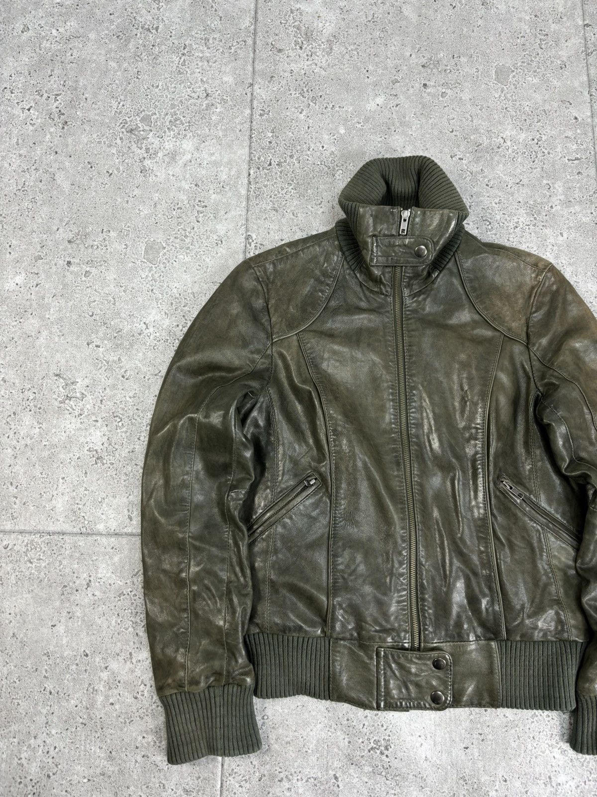 Genuine Leather × Japanese Brand Archive Japanese Leather Jacket Distressed Faded Cropped 00s Size US M / EU 48-50 / 2 - 2 Thumbnail