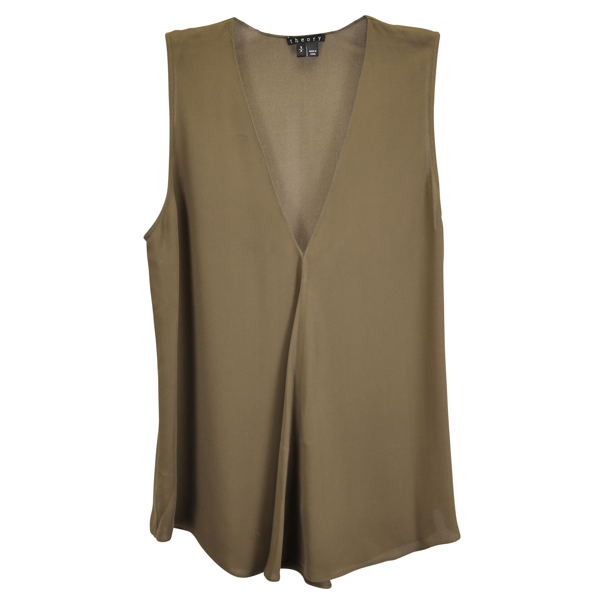 Theory Theory V-Neck Tank Top in Green Silk Size S / US 4 / IT 40 - 1 Thumbnail