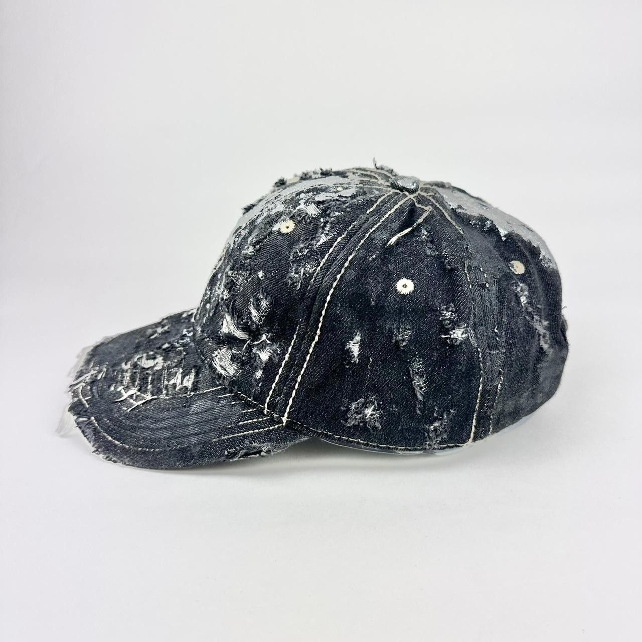 Other ASTROBOI* 'Neo' Black Distressed Denim Rhinestone Hat Size ONE SIZE - 6 Thumbnail