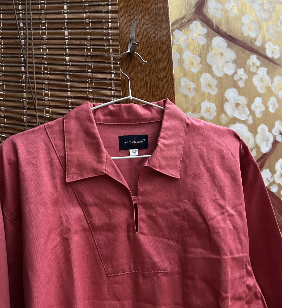 Vintage Anne At Breiz Vareuse Coral Red Drill Fisherman Smock Jacket Size US M / EU 48-50 / 2 - 3 Thumbnail