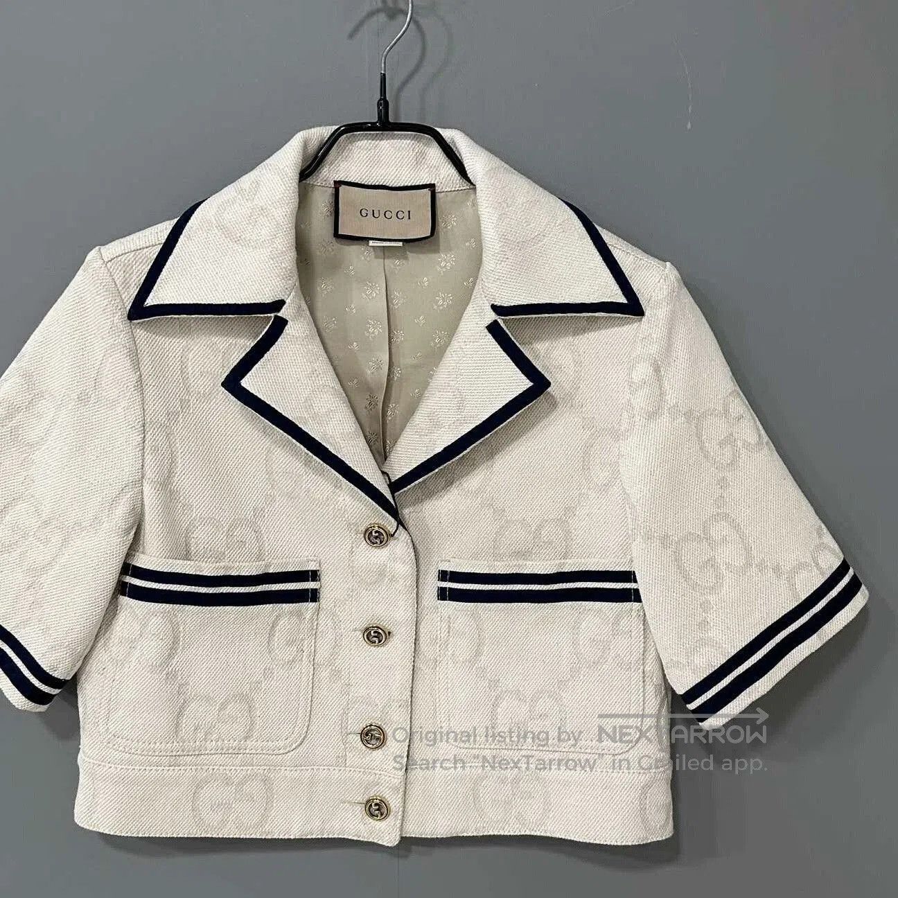 Gucci Gucci Monogram Print Linen Denim Jacket. Size S / US 4 / IT 40 - 2 Thumbnail