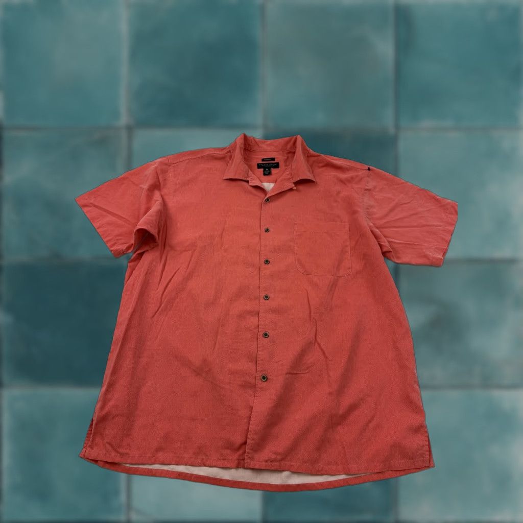 Pronto Uomo Pronto Uomo Shirt Mens XL Red Geometric Silk Blend Short Sleeve Button Up Casual Size US XL / EU 56 / 4 - 1 Thumbnail