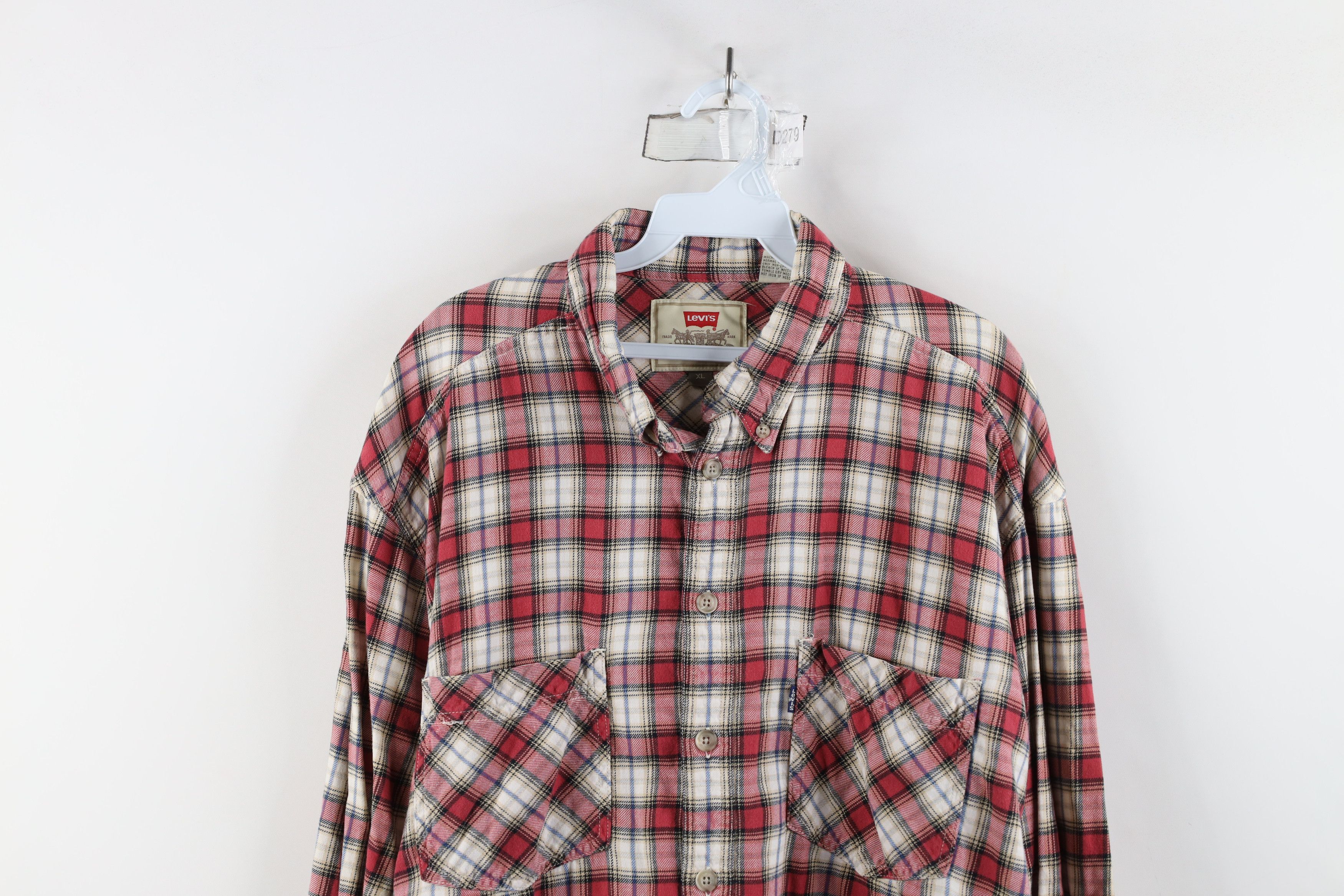 Levi's × Vintage Vintage 90s Levis Flannel Collared Button Down Shirt Plaid Size US XL / EU 56 / 4 - 2 Thumbnail