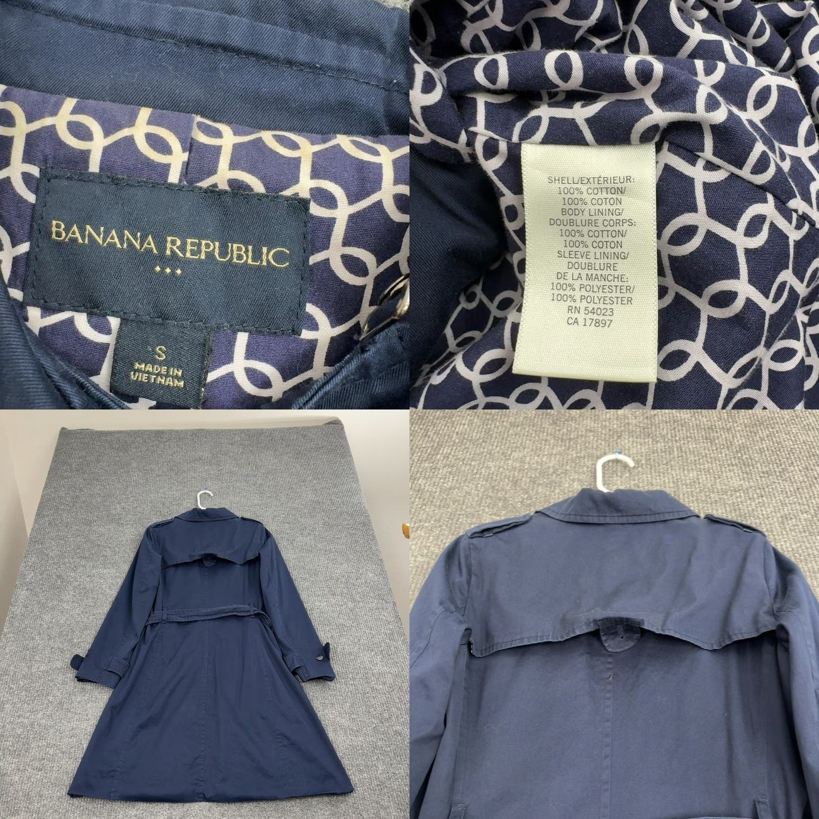 Banana Republic Banana Republic Trench Coat Womens S Navy Blue Double Breasted Belted Classic Size S / US 4 / IT 40 - 8 Thumbnail