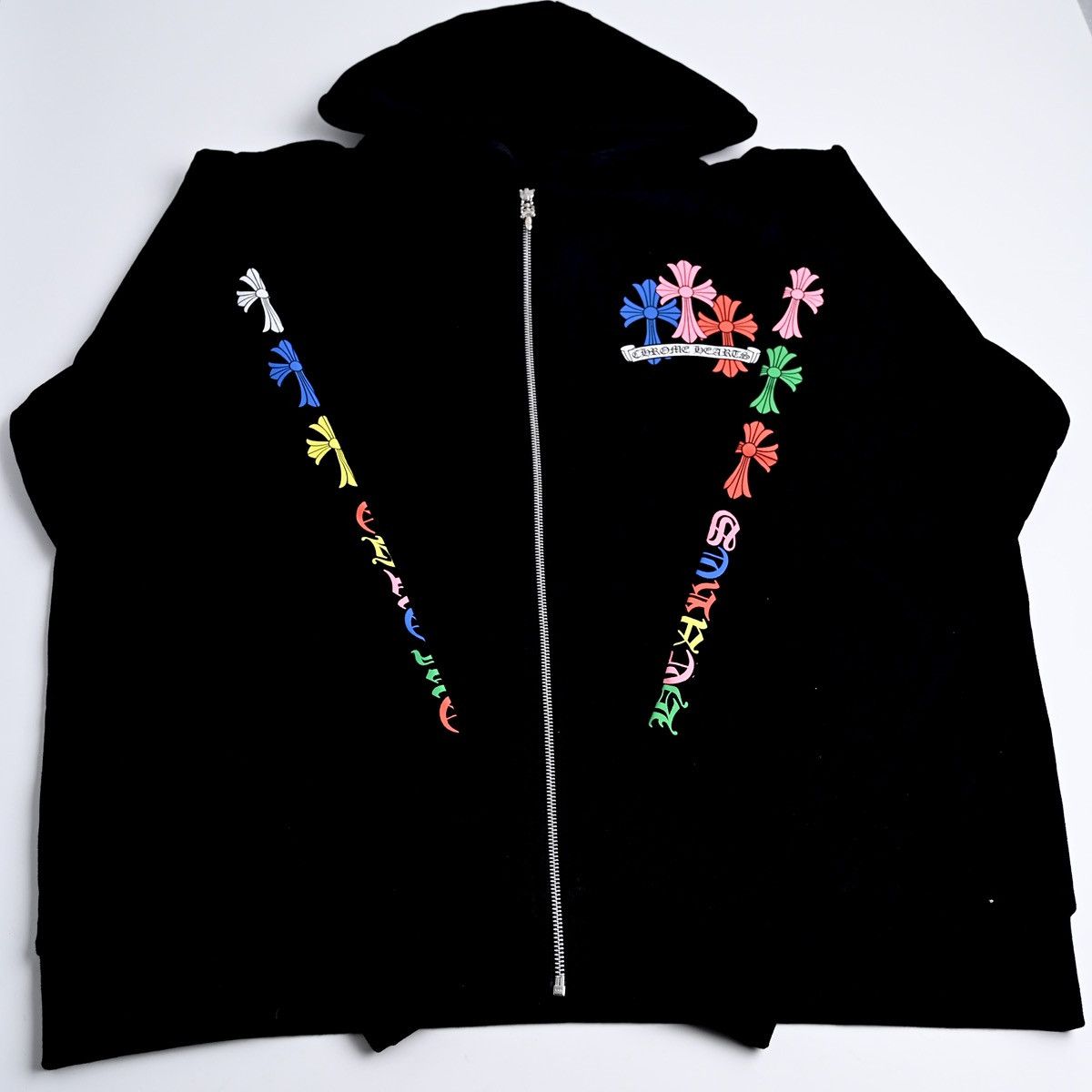Chrome Hearts CHROME HEARTS MULTICOLOR CROSS CEMETERY ZIP UP HOODIE BLACK Size US M / EU 48-50 / 2 - 3 Thumbnail