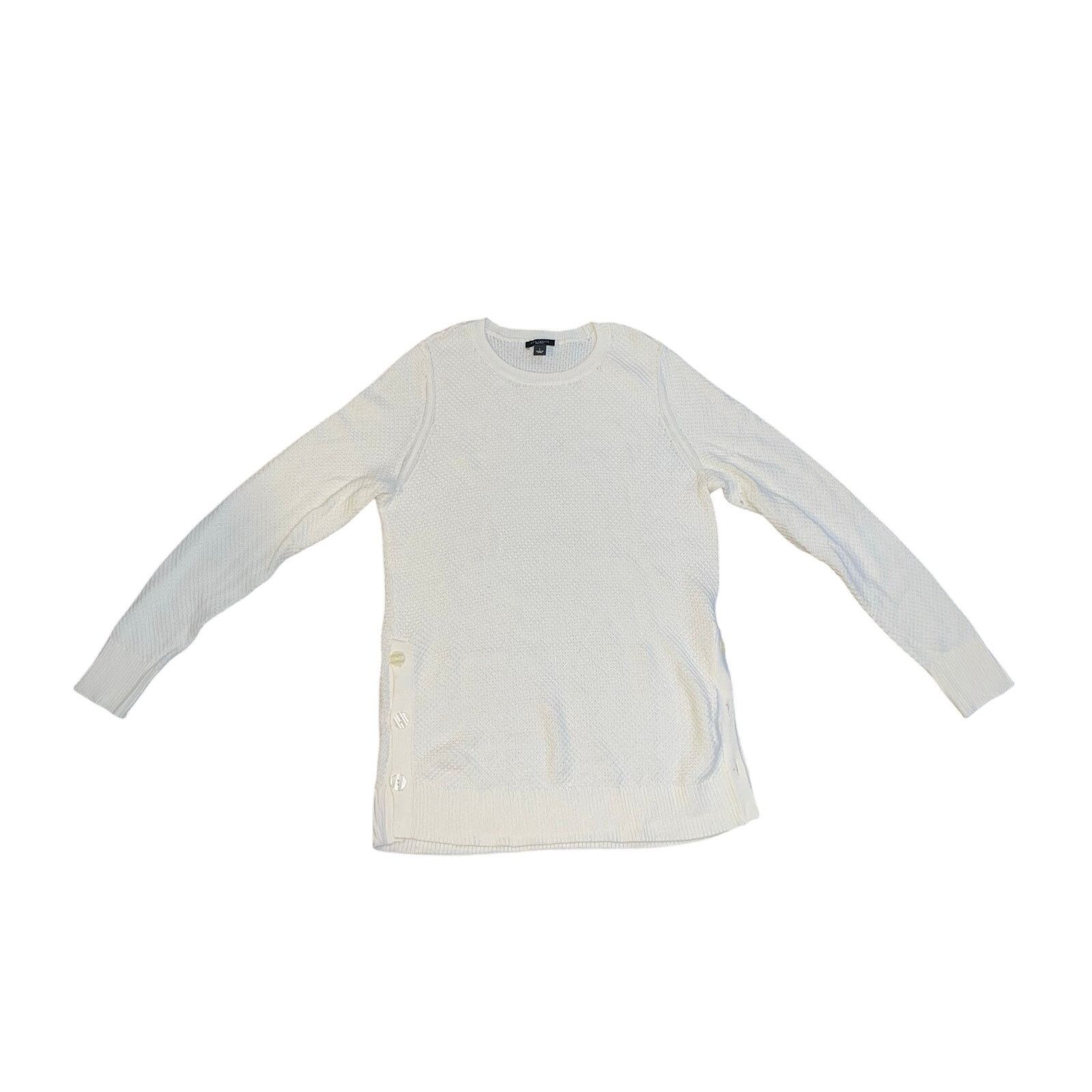 Ann Taylor Ivory Button Trim Long Sleeve Waffle Knit Sweater Size Large Size L / US 10 / IT 46 - 1 Thumbnail