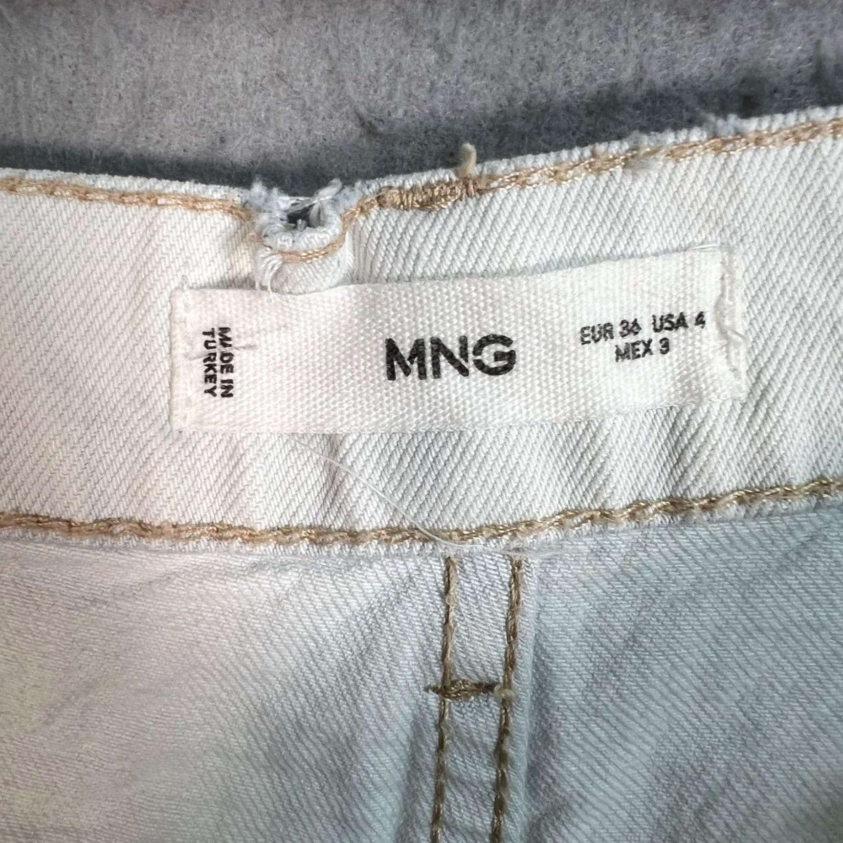 Mango Mango MNG Womens Jeans Straight Leg White Cotton High-Waisted Frayed Hem Size 4 Size 27" / US 4 / IT 40 - 3 Thumbnail